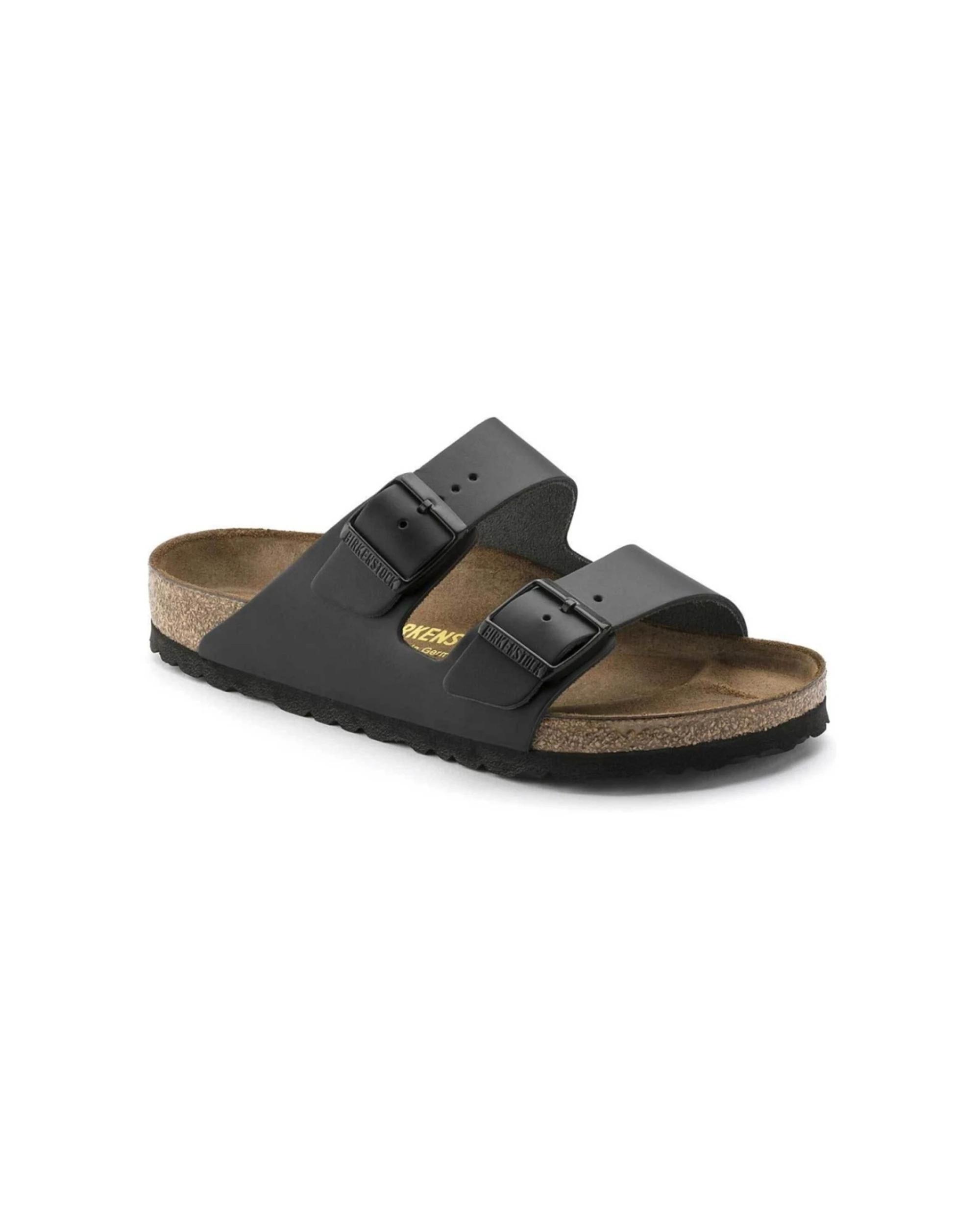 1 Birkenstock Arizona Natural Leather Sandals Regular Width BLACK, 1 of 4