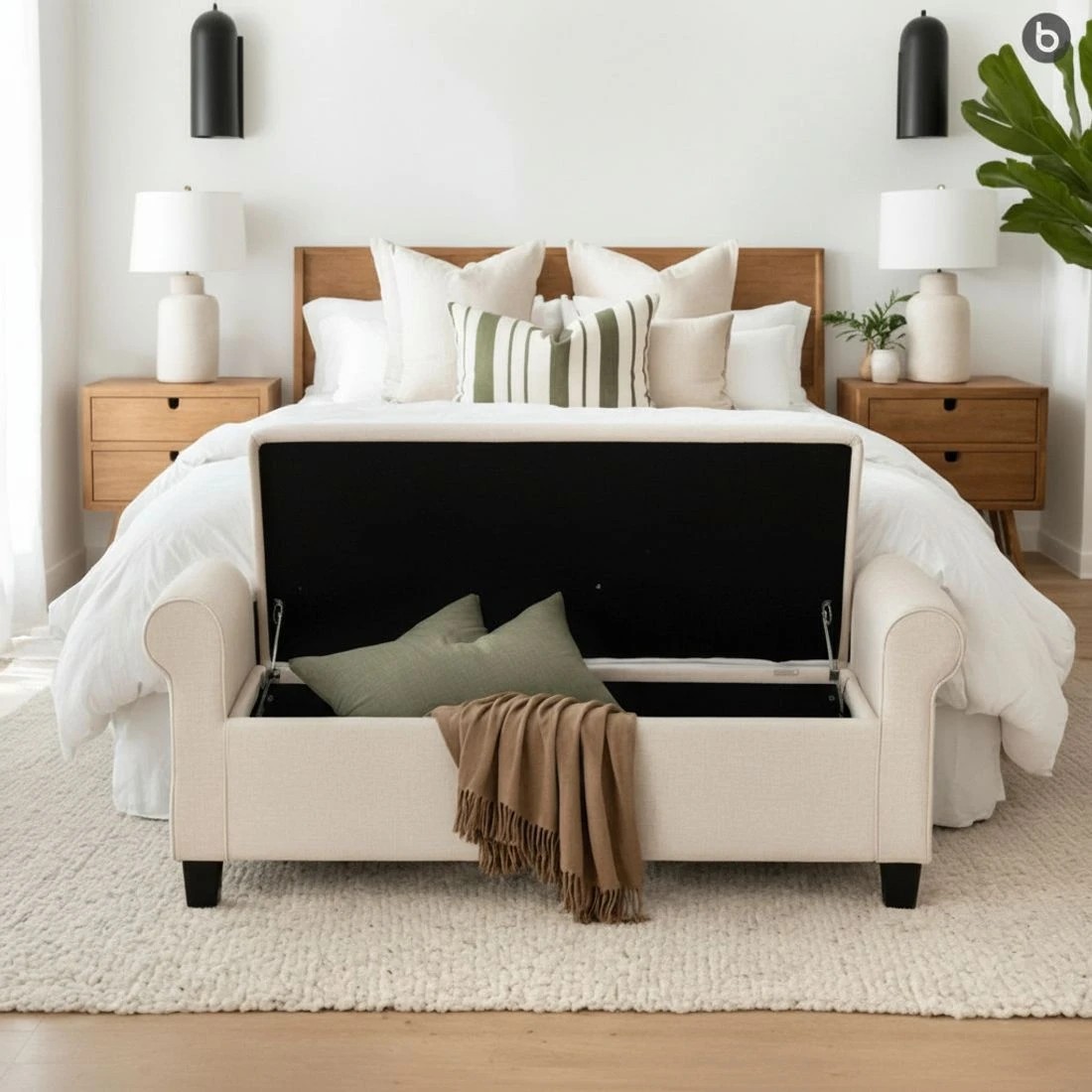 5 Artiss Storage Ottoman Blanket Box 125cm Arm Linen Taupe - Grey, 5 of 5