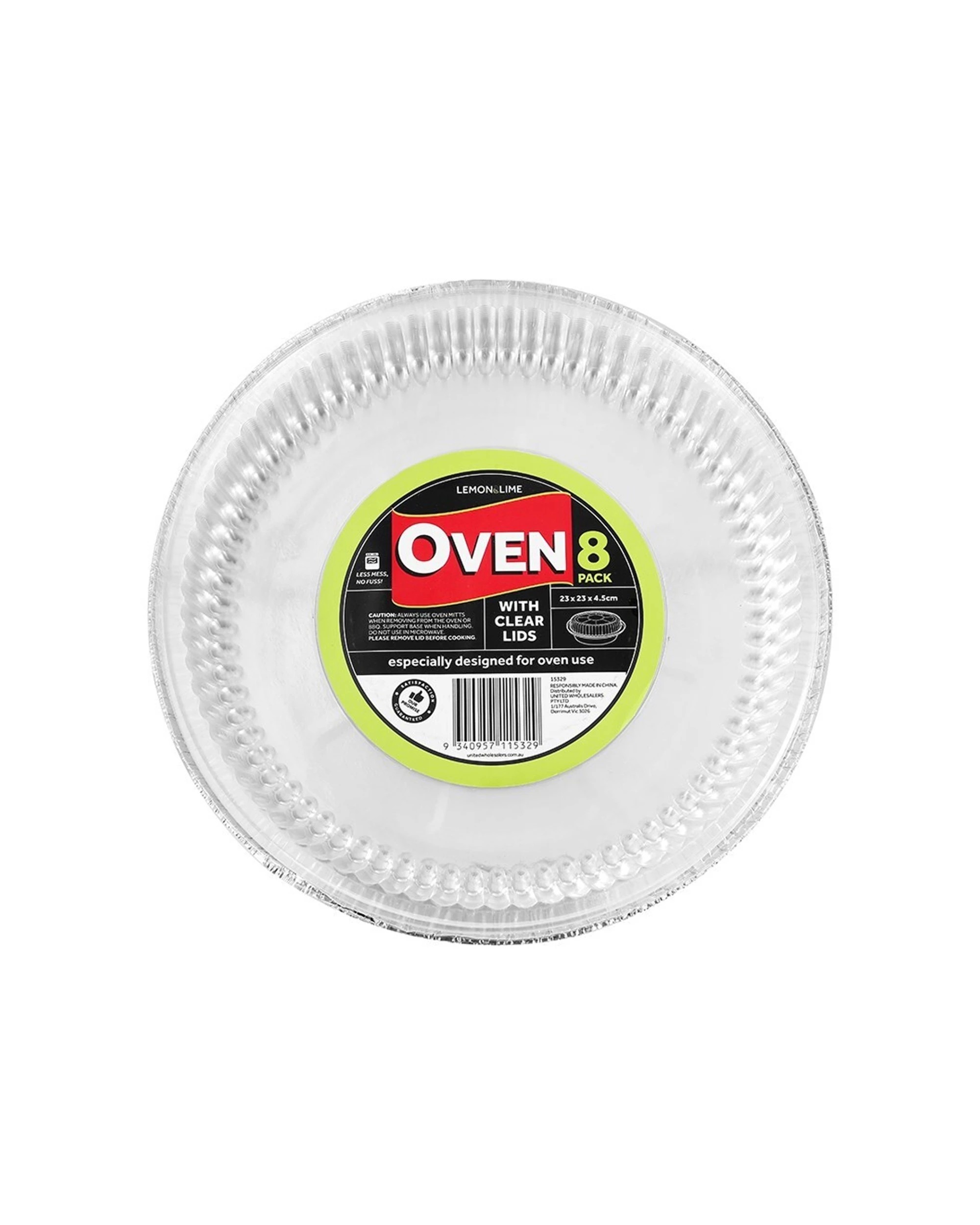 3 Lemon & Lime 4x 8PC Baking Foil Tray Round With Plastic Lid 23x4.5cm - Silver, 3 of 6