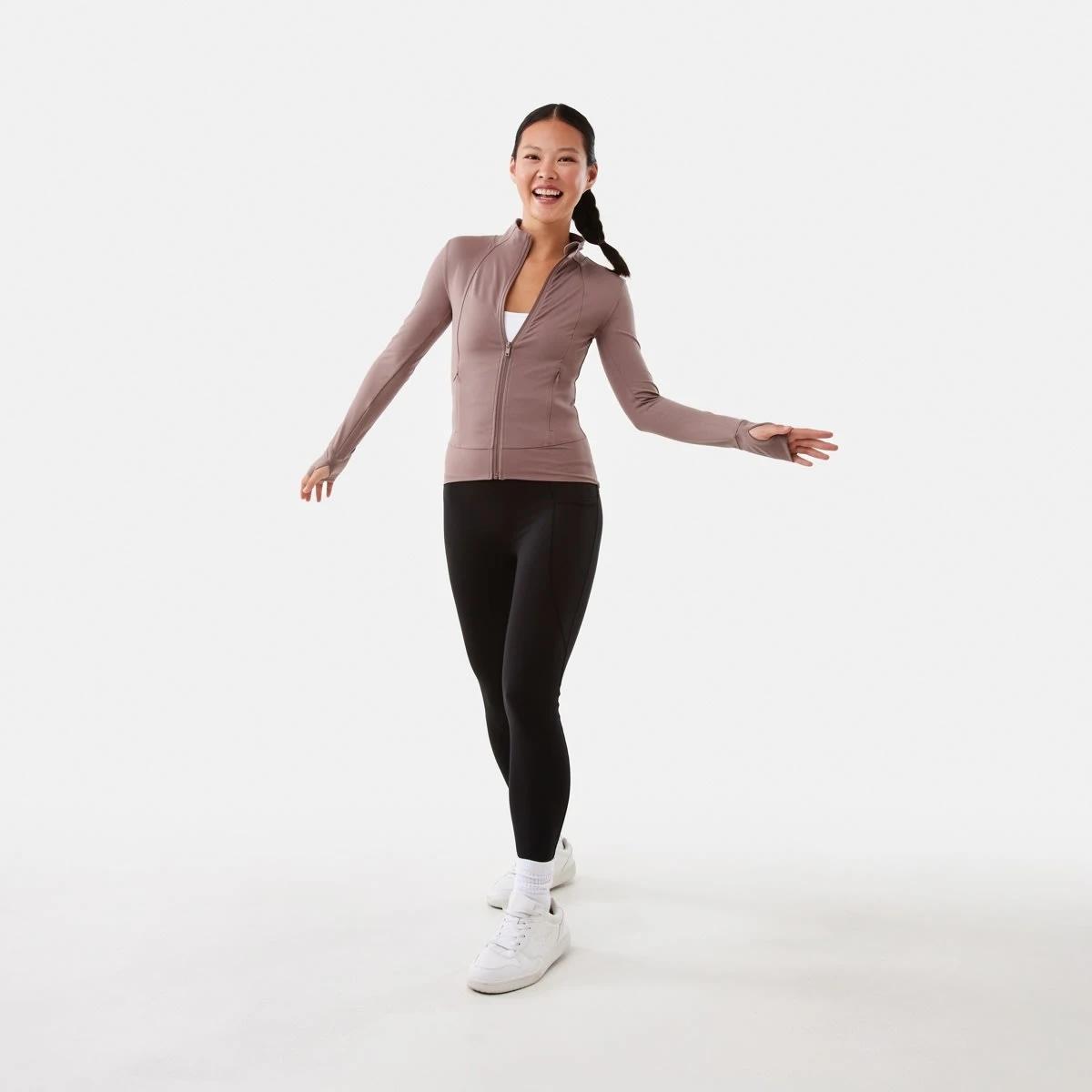 2 Active Womens Long Sleeve Ultrasoft Jacket Taupe Tawn, 2 of 7