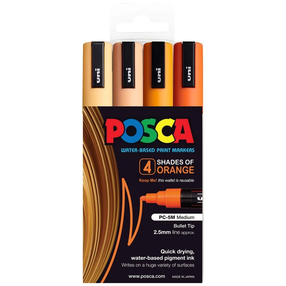 1 Posca PC-5M Paint Marker Orange 4 Pack, 1 of 10