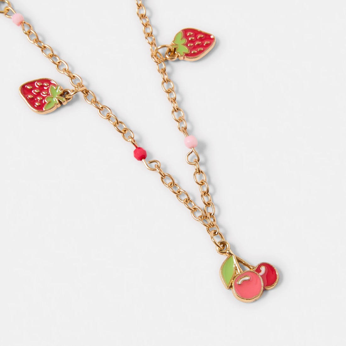 4 Fruit Necklace and Bracelet Set - Gold Tone and Red, 4 of 5