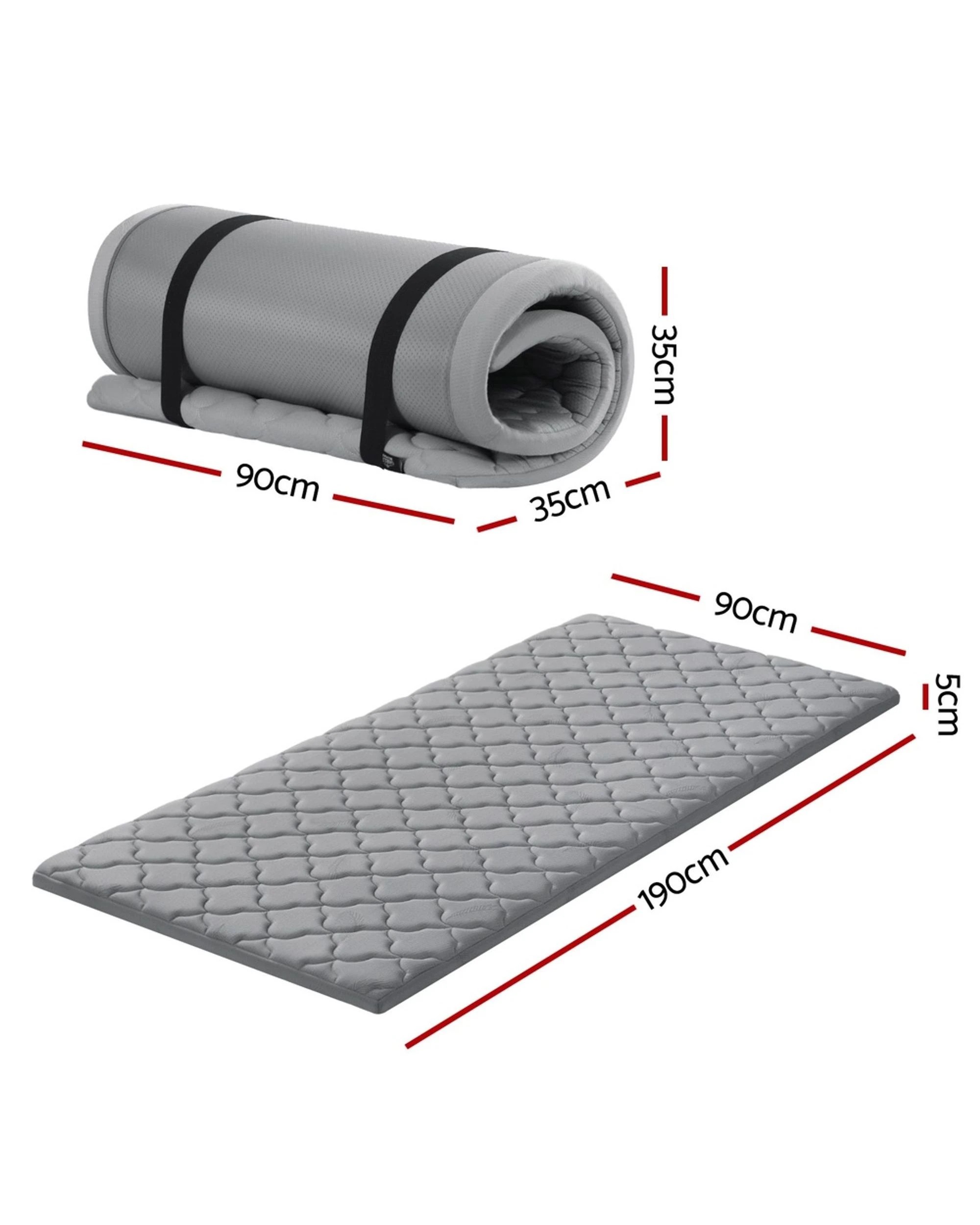 2 Giselle Bedding Single Foldable Mattress Camping Mat - Grey, 2 of 5