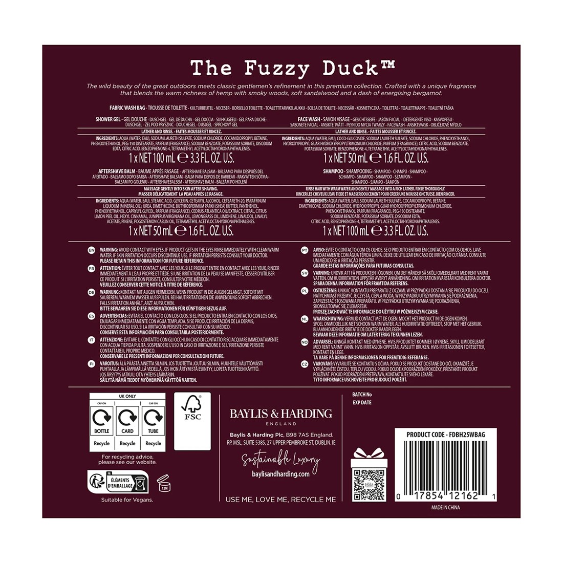 4 Baylis & Harding The Fuzzy Duck Luxury Wash Bag Set - Bergamot, Hemp and Sandalwood, 4 of 4