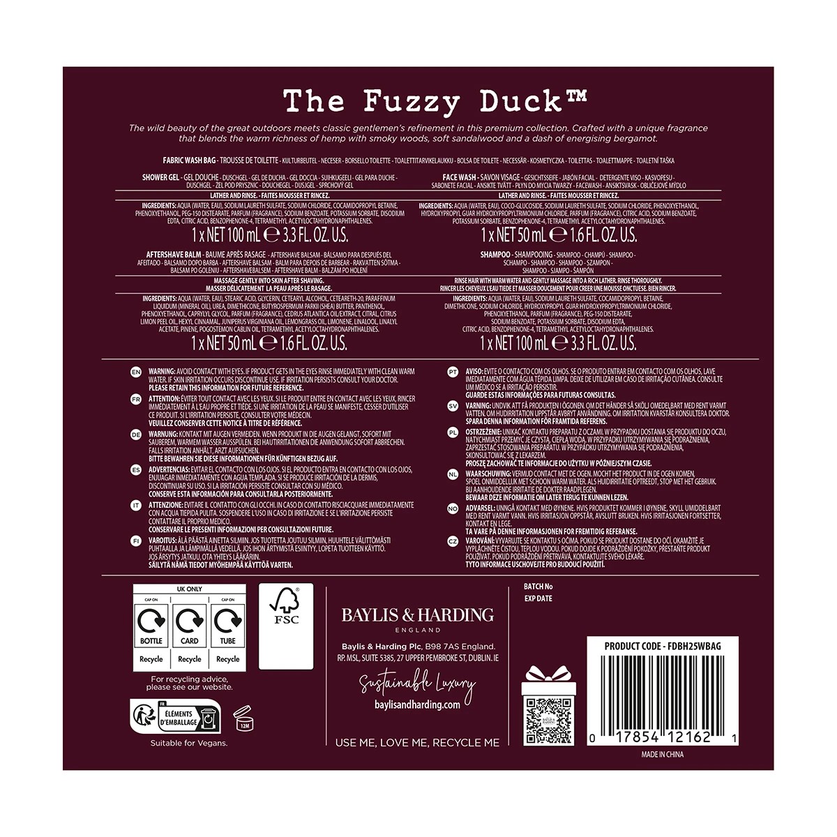 4 Baylis & Harding The Fuzzy Duck Luxury Wash Bag Set - Bergamot, Hemp and Sandalwood, 4 of 4