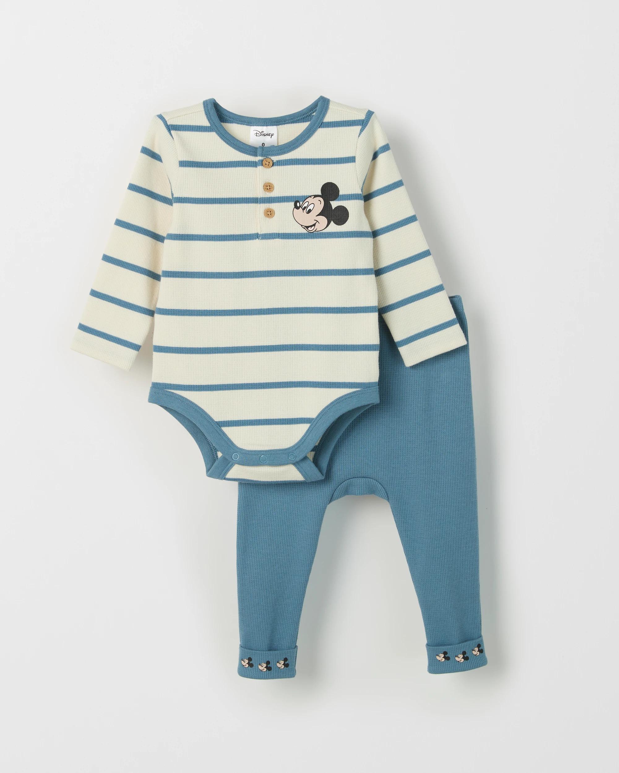 1 Baby Disney Waffle Henley Bodysuit and Leggings Set MICKEY, 1 of 1