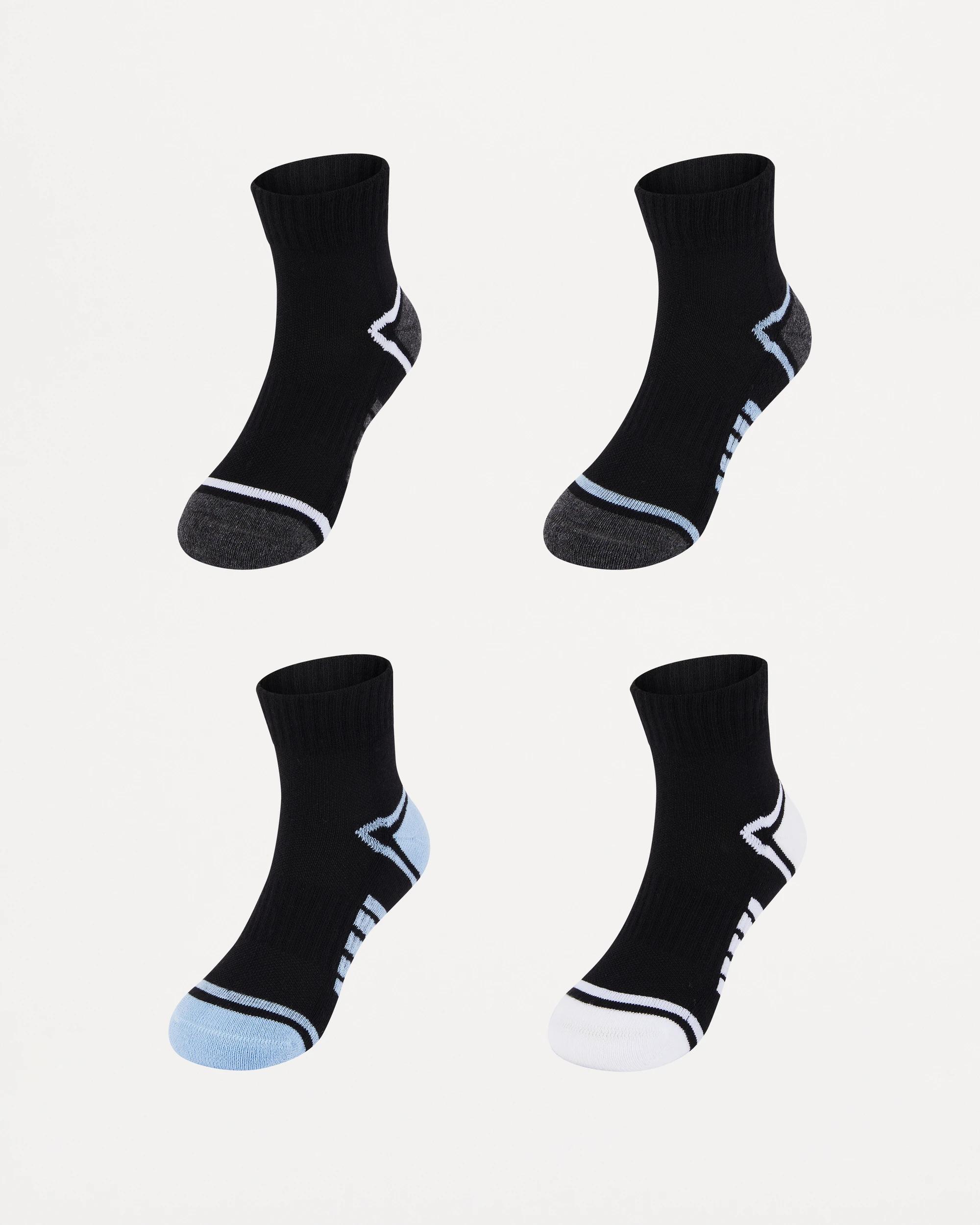 1 4 Pack Active Kids Quarter Crew Socks Black/blue, 1 of 3