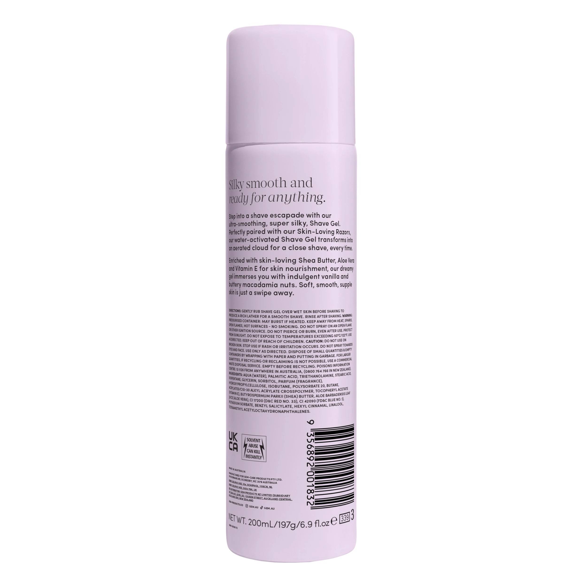 2 Gem Vanilla Macadamia Skin-Loving Shave Gel 195g - Shea Butter, Aloe Vera and Vitamin E, 2 of 6