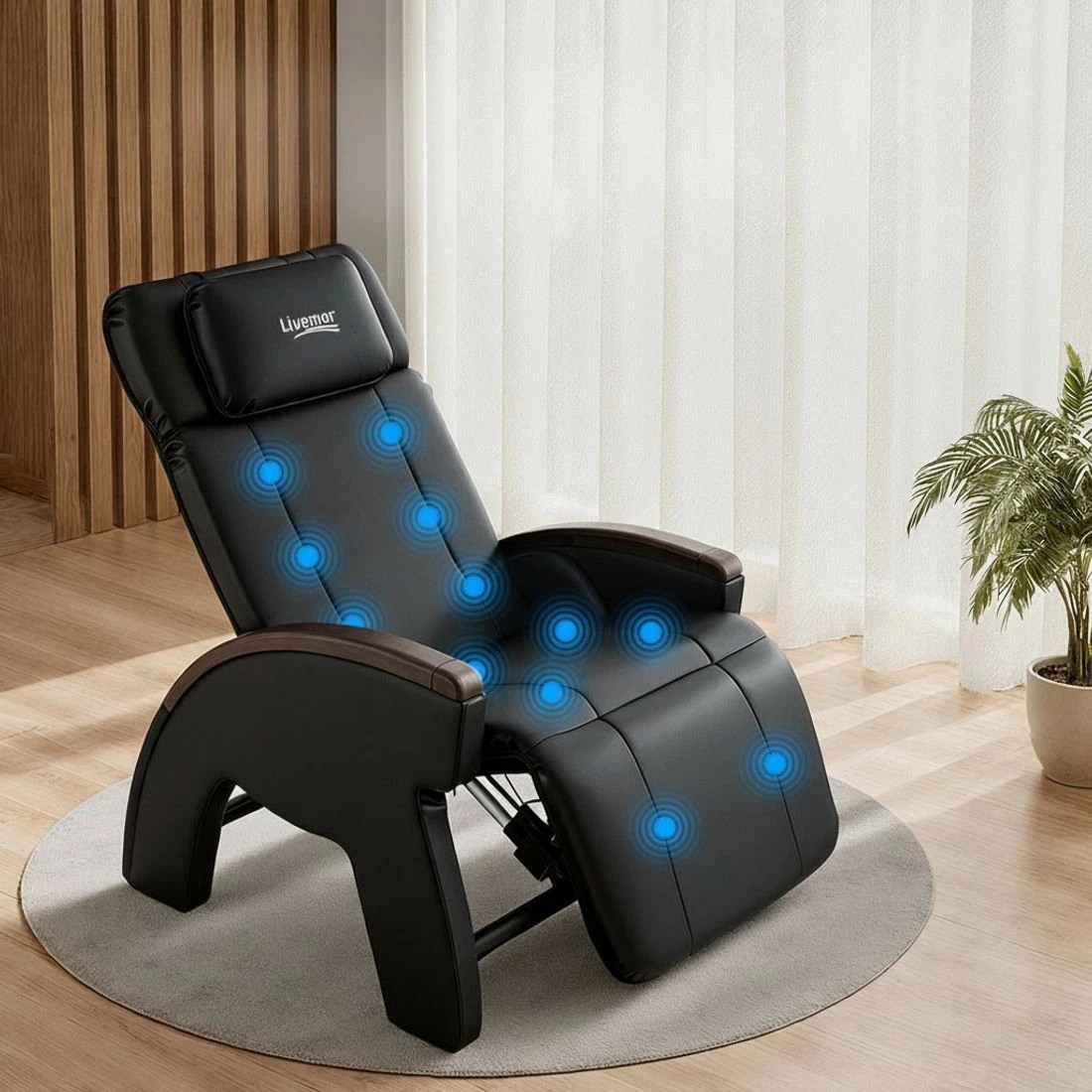 4 Livemor Massage Chair Electric Recliner Home Massager ARIA - Black, 4 of 7