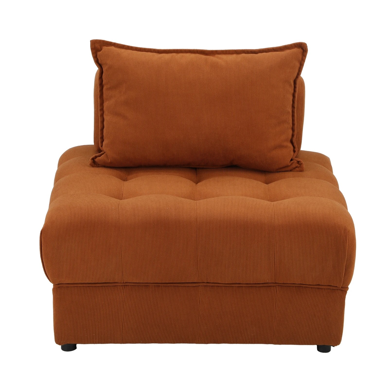 8 Oikiture 1 Seater Velvet Modular Sofa Lounge Chair Armless Tofu Back
 - Brown - Brown, 8 of 10