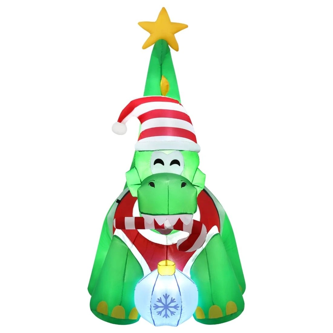 3 Jingle Jollys Christmas Inflatable Dinosaur 1.86M Height LED Decorations Illuminated - Multi, 3 of 7