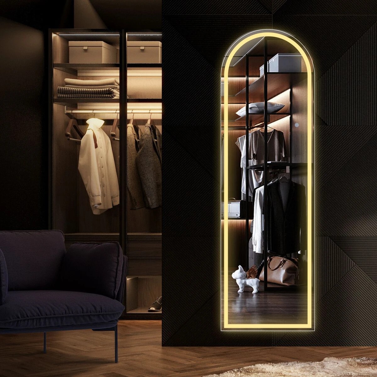 3 Ausway LED Full Length Mirror Vanity Arched Body Dressing, 3 of 5
