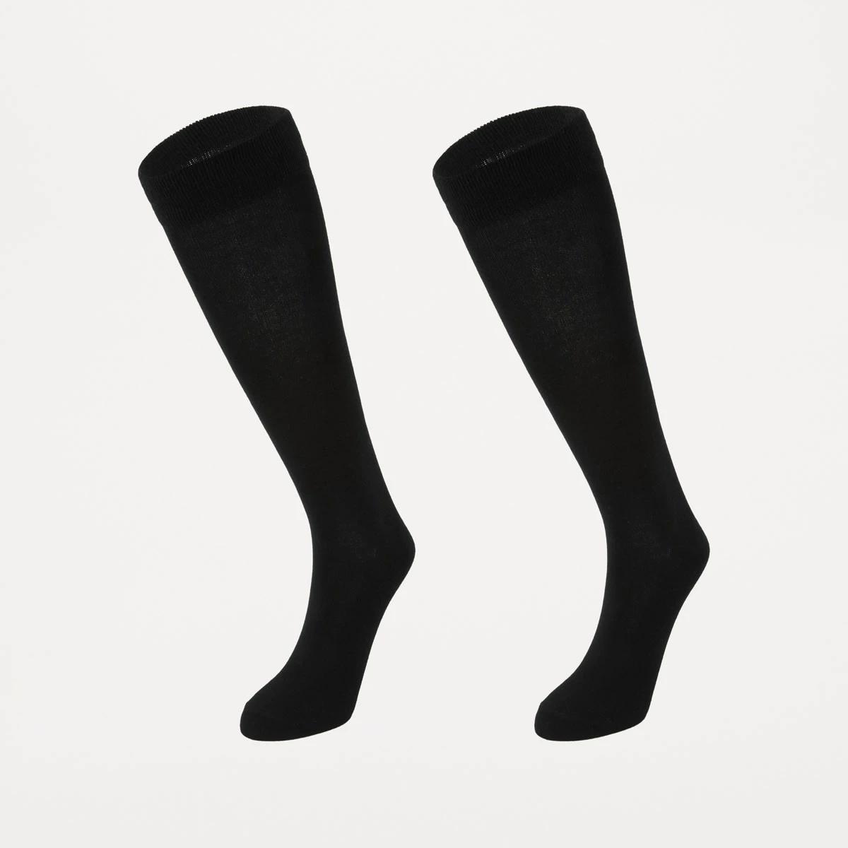 1 2 Pack Knee High Socks BLACK, 1 of 3
