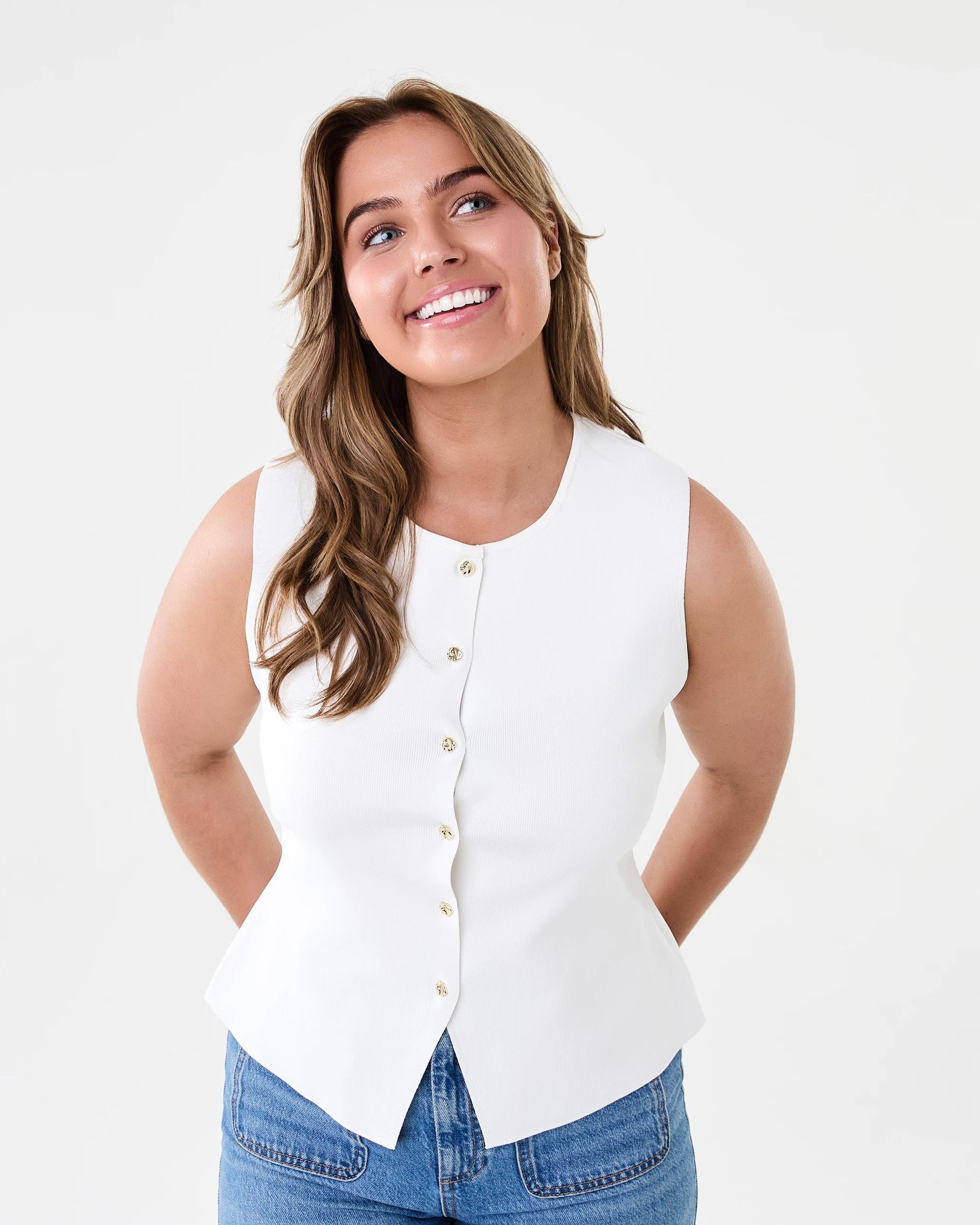 1 Sleeveless Tie Waistcoat White, 1 of 7