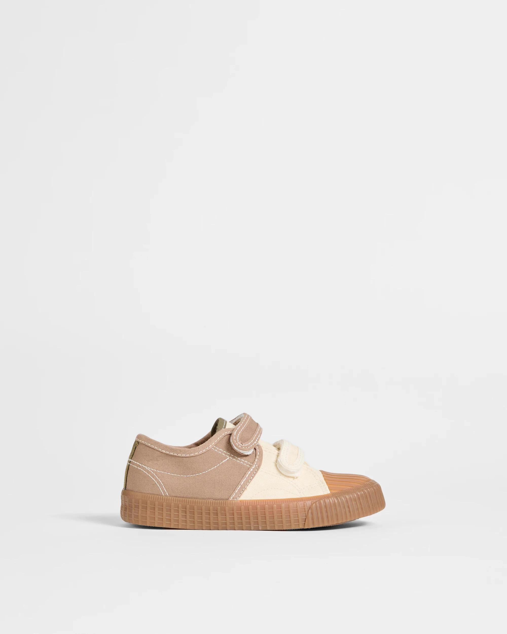 1 Target Kids Boys Junior Double Strap Canvas Low Sneaker TAN, 1 of 3