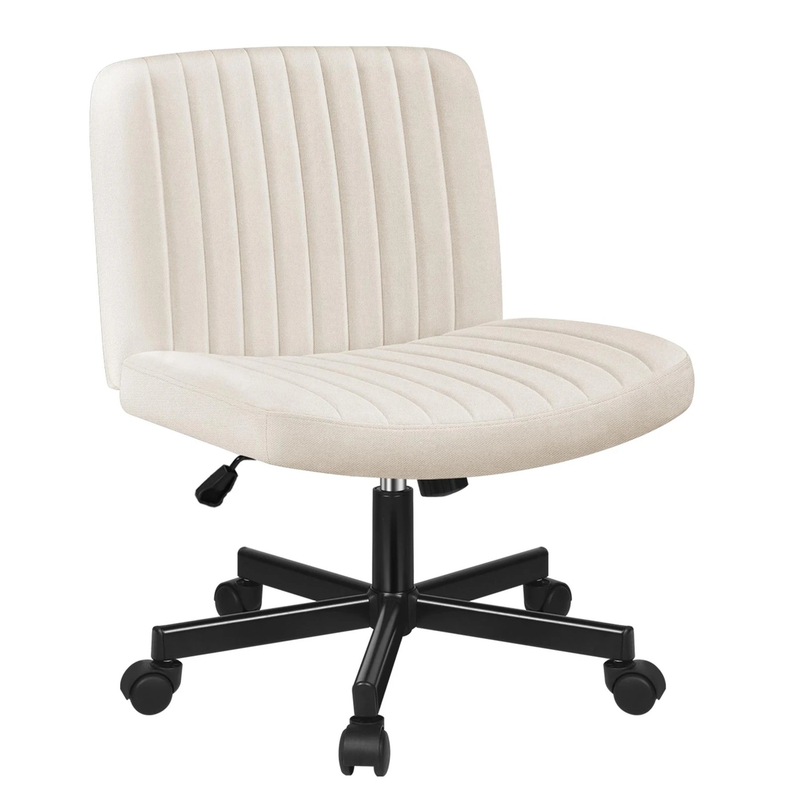 1 Alfordson Office Desk Chair Computer Armless Wide Seat Mid Back Fabric - Beige, 1 of 9