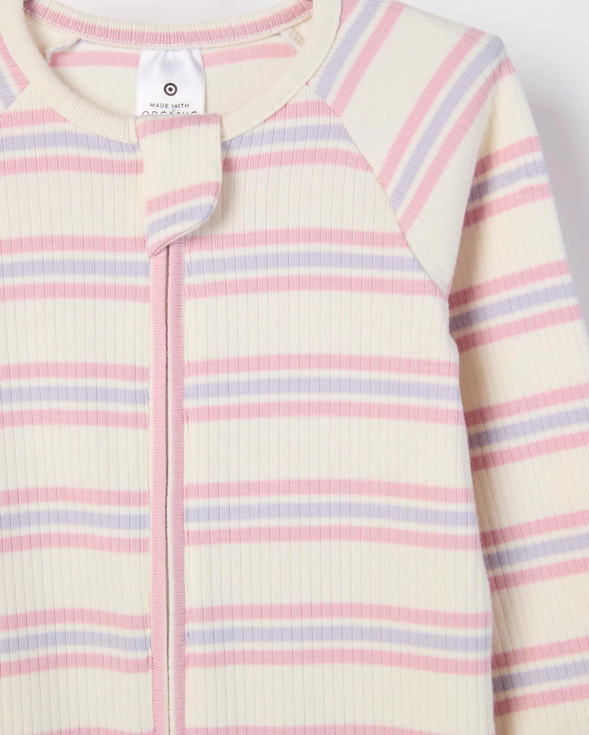 2 Target Baby Baby Organic Cotton Rib Zip Footless Coverall PINK STRIPE, 2 of 2