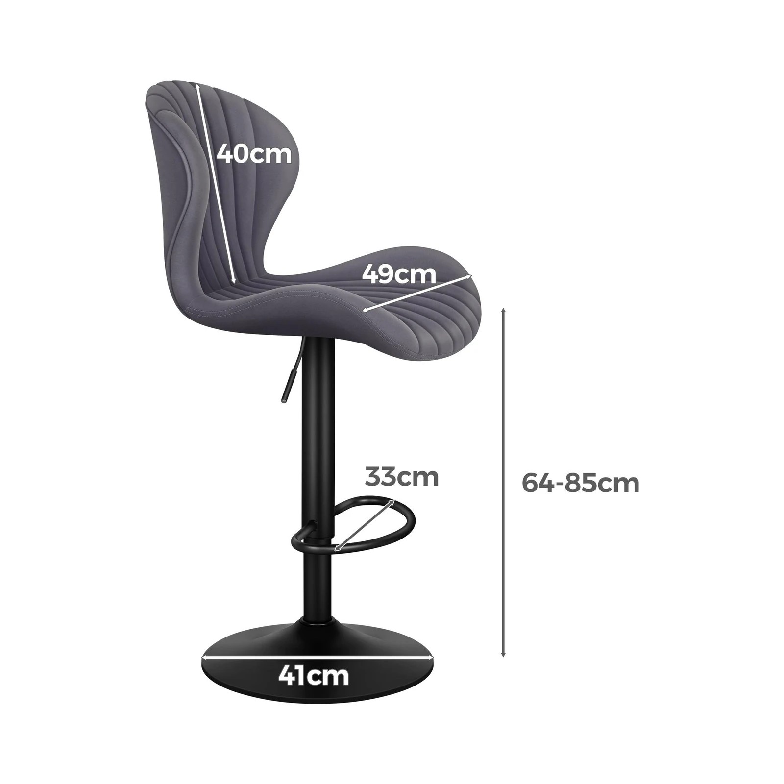 6 Alfordson 4x Bar Stools Gas Lift Air Leather Bar Chairs Kitchen Swivel - Grey, 6 of 10