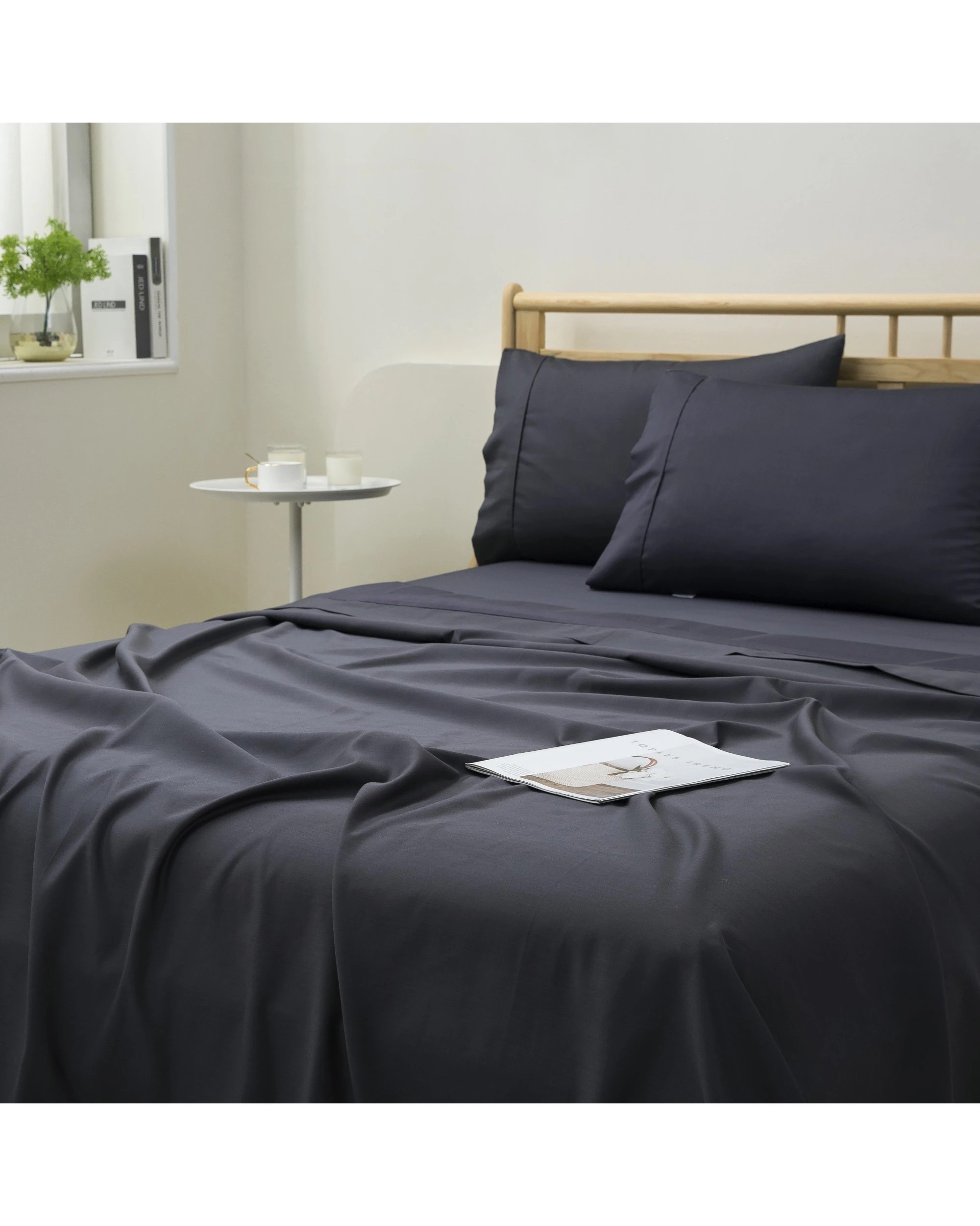 2 Dreamaker 1500TC Cotton Rich Sateen Sheet Set - Single Bed - Charcoal, 2 of 6