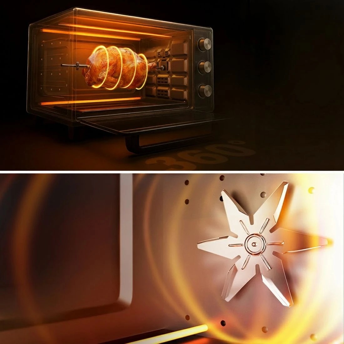 7 Devanti 30L Convection Oven Electric Fryer Ovens 1600W - Black, 7 of 8