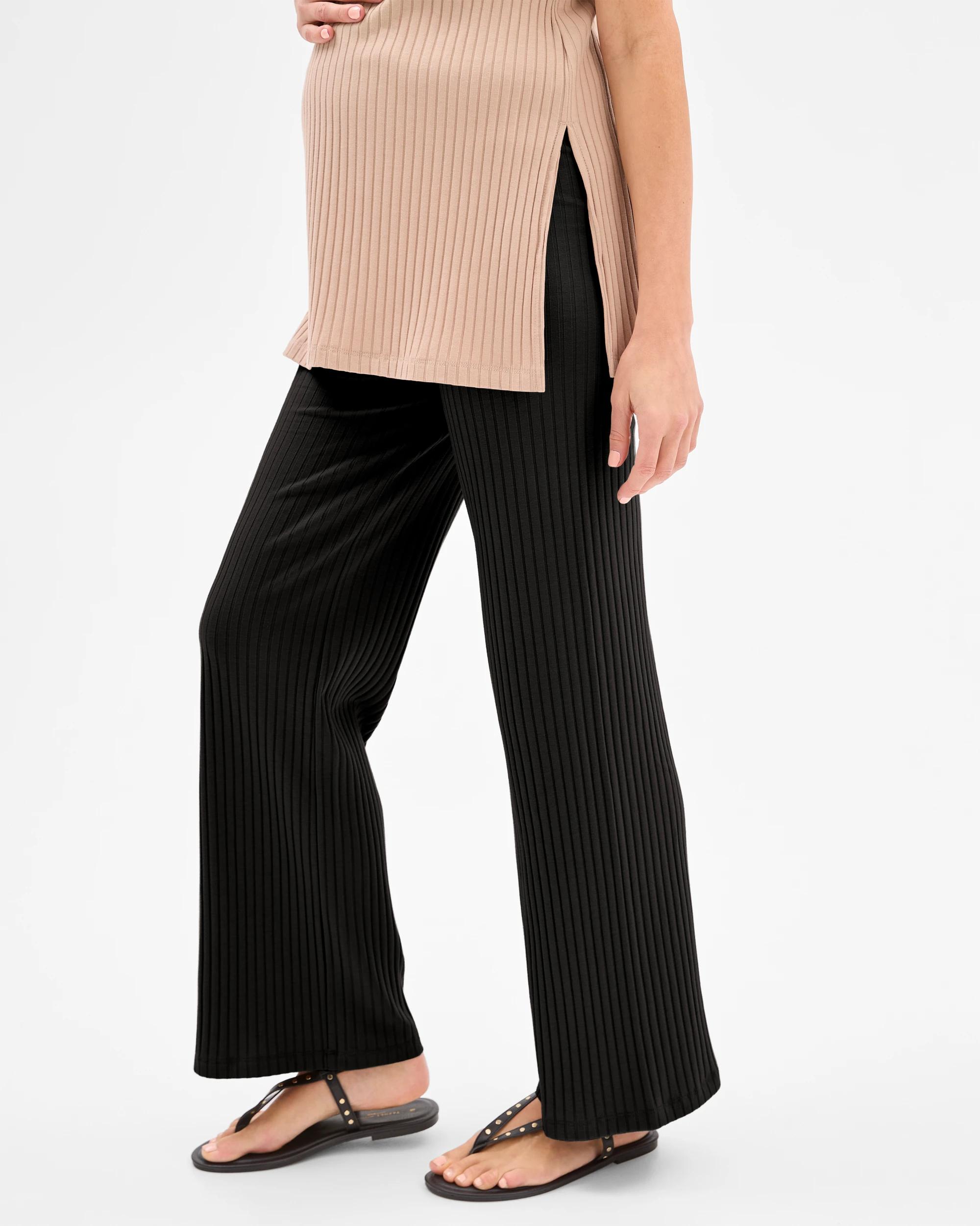 2 Target Maternity Over The Belly Rib Knit Lounge Pants BLACK, 2 of 7