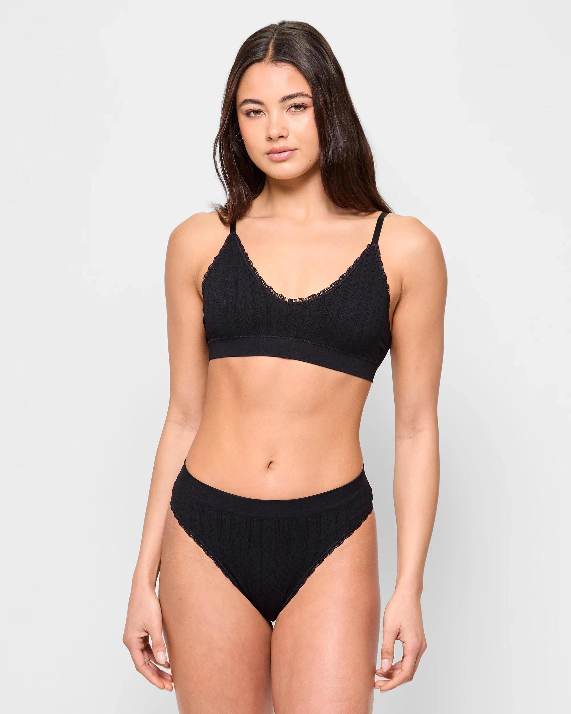 2 Lily Loves Pointelle Crop Top BLACK, 2 of 4