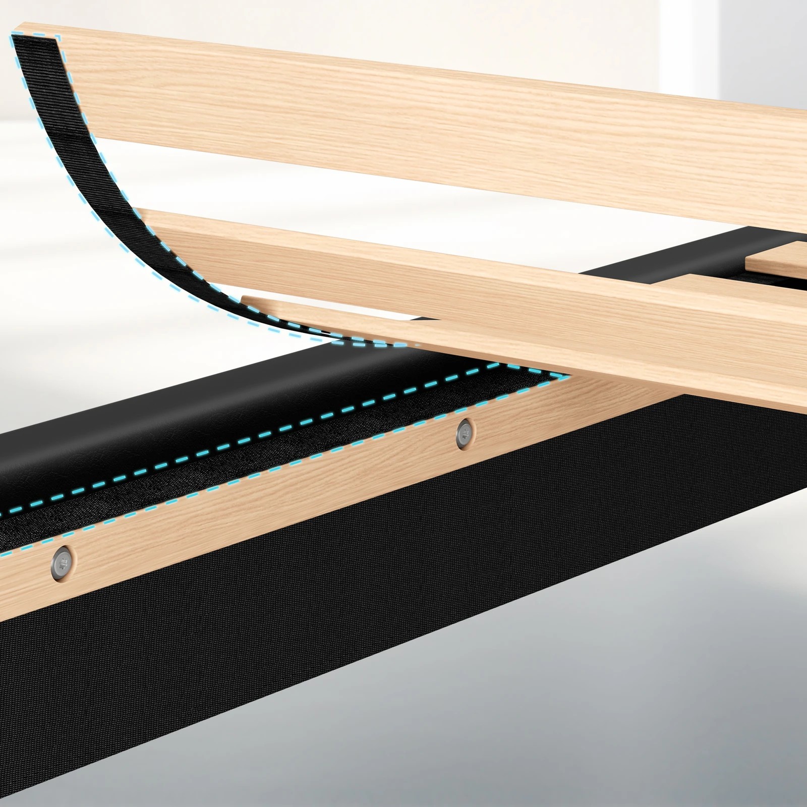 6 Alfordson Bed Frame Single Size Tufted Headboard Modern Leather Meduna - Black, 6 of 9