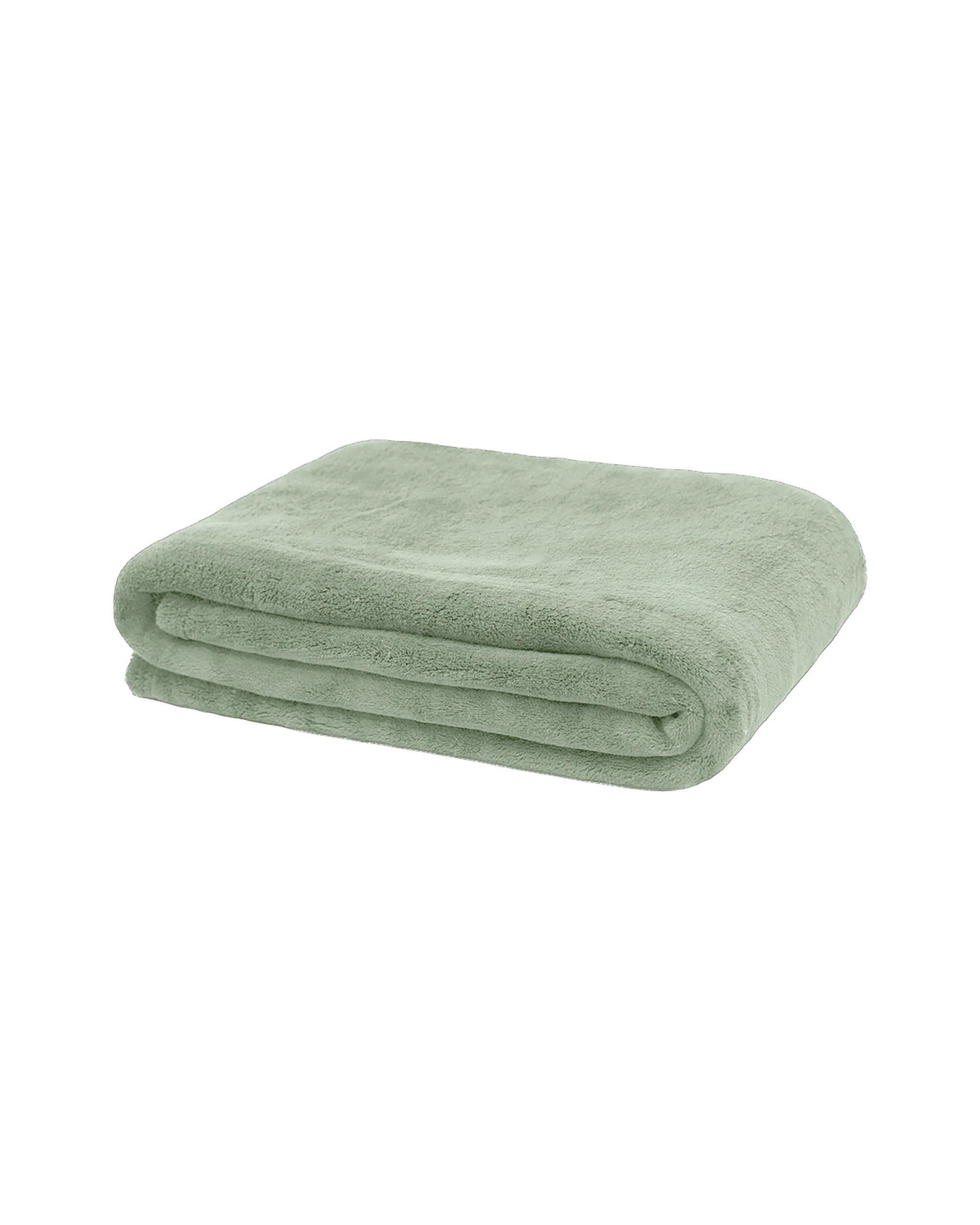 1 Bambury Microplush Soft Cosy Throw Rug Sage - Green, 1 of 4