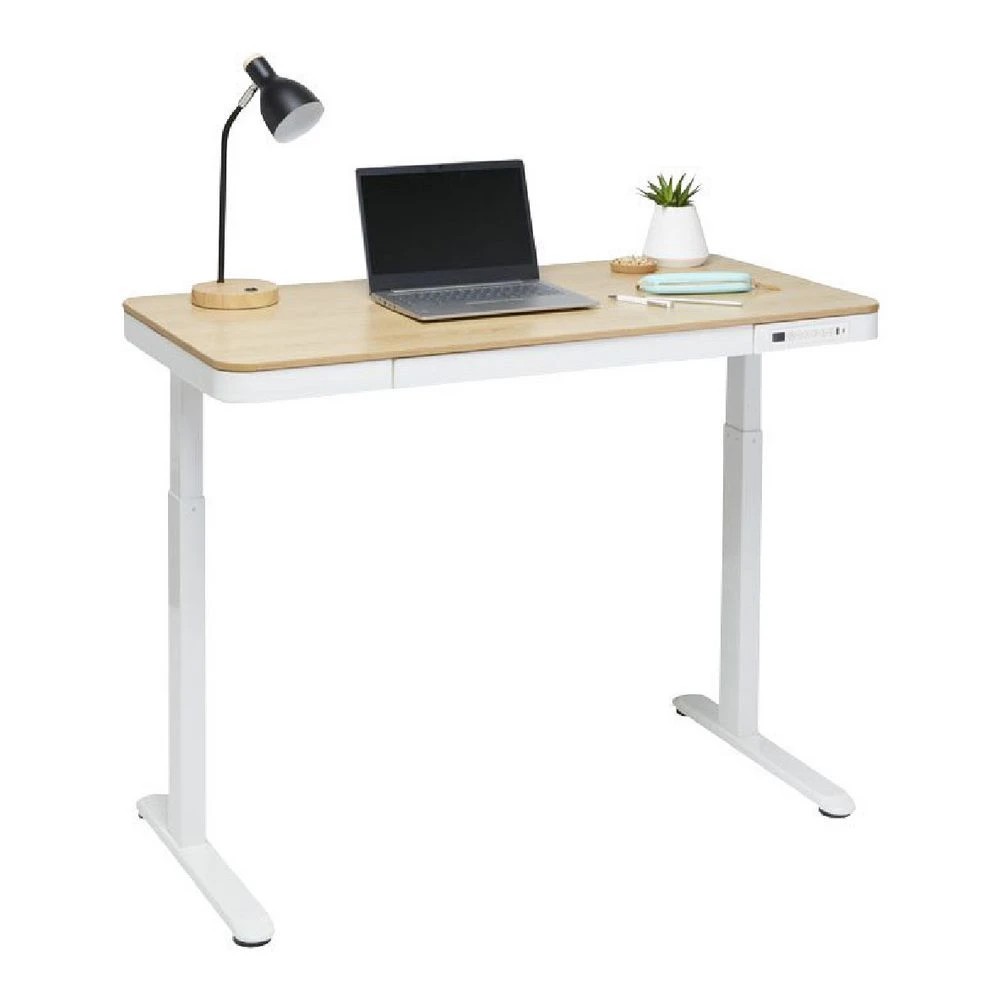 2 Newhaven Electric Sit Stand Desk with Drawer 1200mm White/Oak Desks, Tables and Workstations, 2 of 9