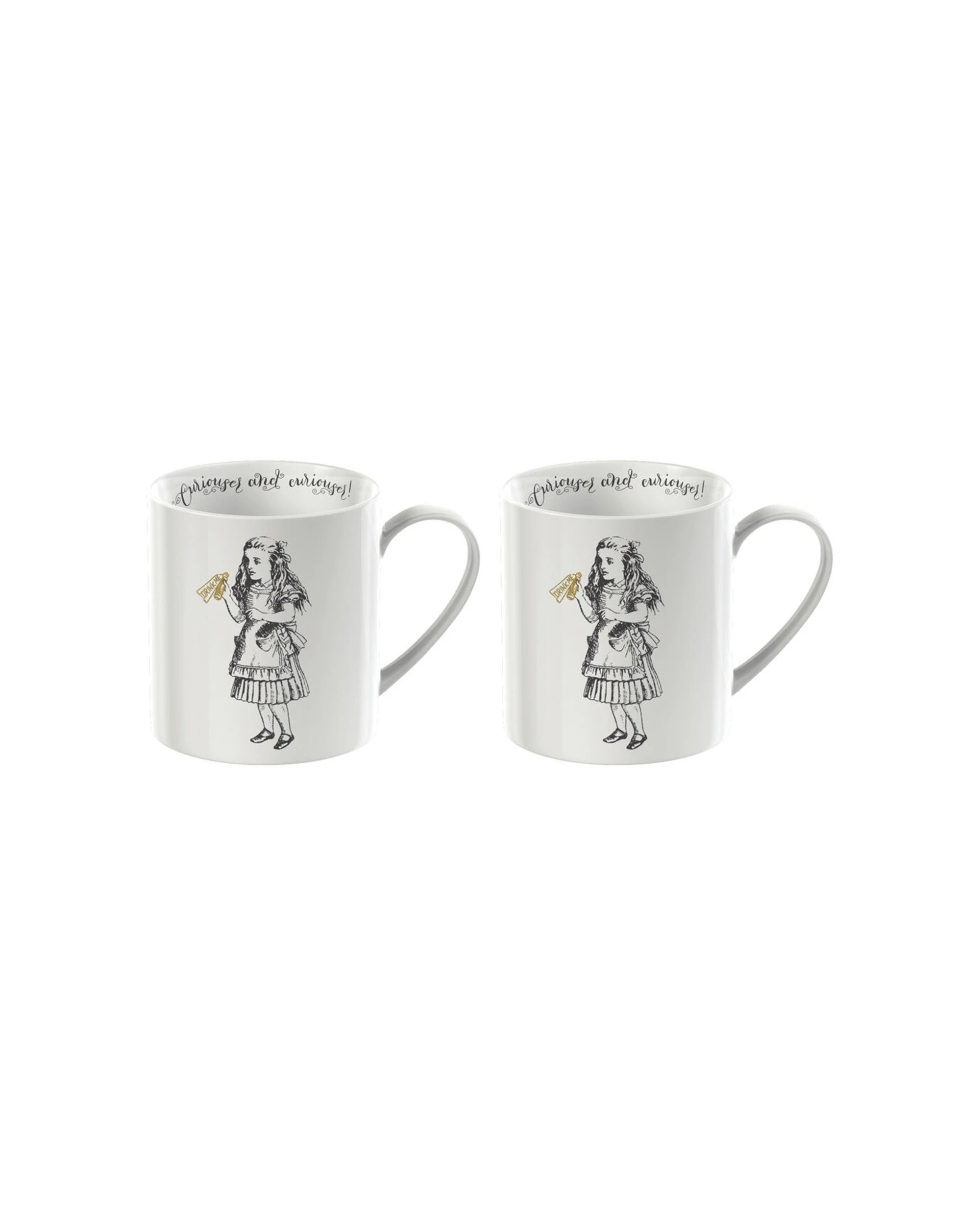 1 Mikasa 2PK V&A  Alice In Wonderland Coffee Drinking Mug Fine China Set 350mL - Alice - White, 1 of 6