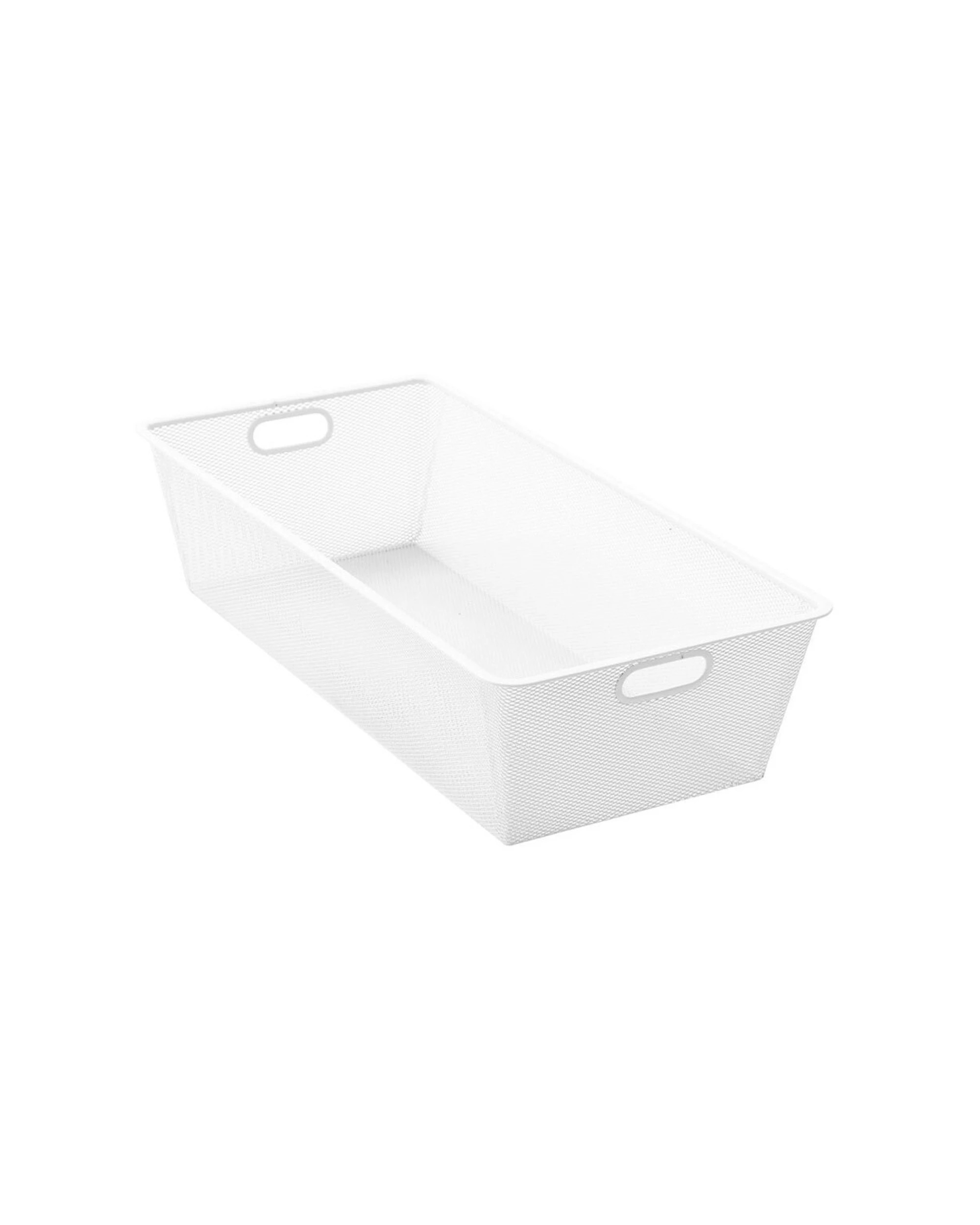 1 BOXSWEDEN Mesh Storage Basket Mesh Wire Handles 33cm x 65.5cm x 46cm - White, 1 of 3