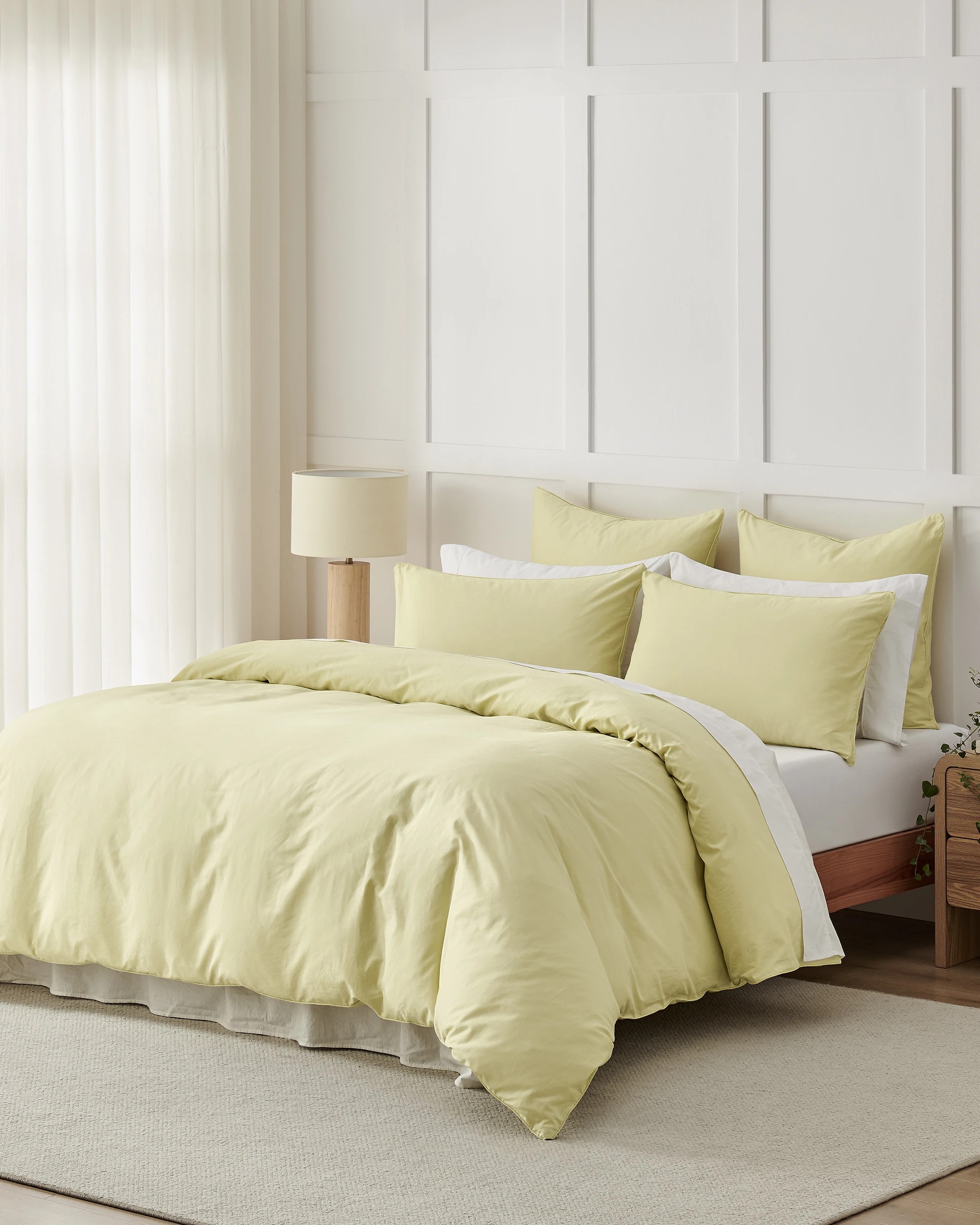 9 Dreamaker 400TC Premium Cotton Sateen Piped Quilt Cover Set - King Single Bed - Citron, 9 of 10