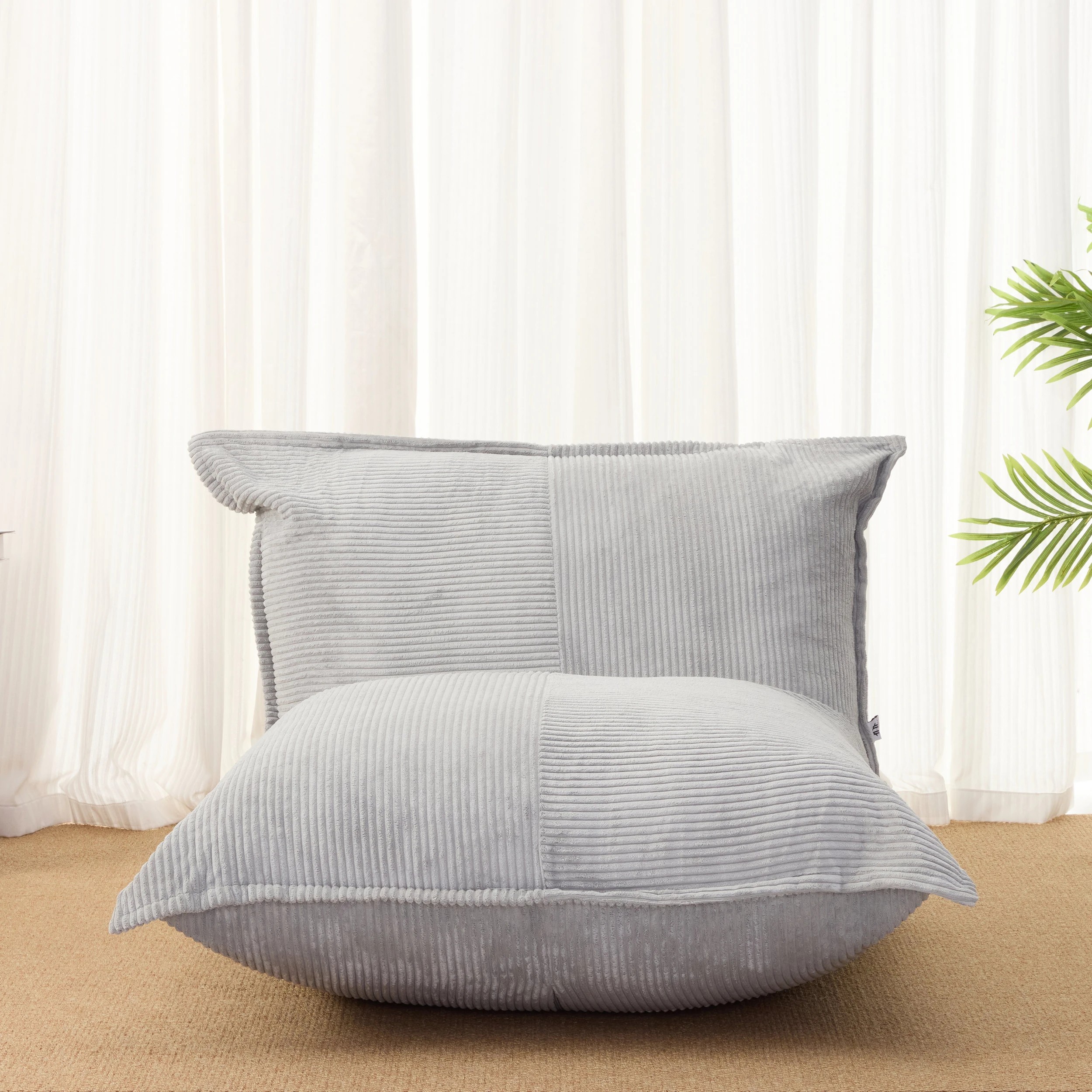 9 IHOMDEC L Shape Corduroy Compression Sofa - Grey, 9 of 10