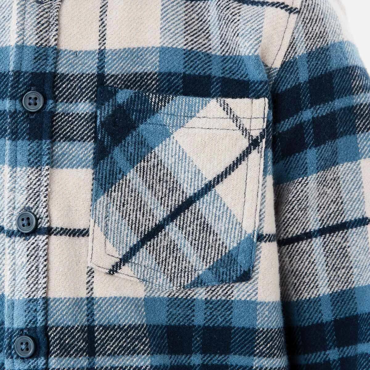 5 Yarn Dye Flannel Shirt With Hood Blu Check, 5 of 9
