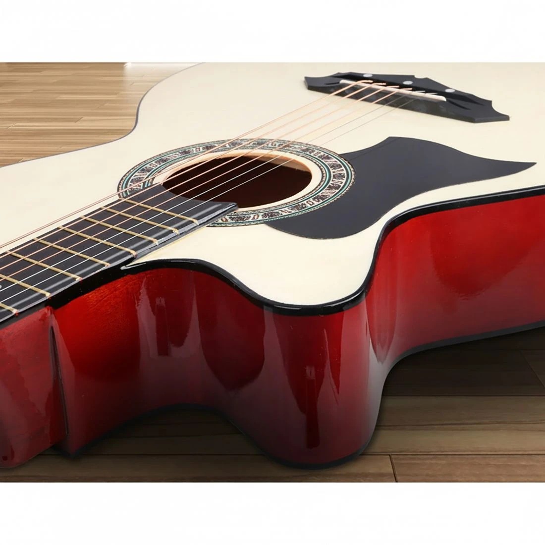 5 Alpha 38 Inch Acoustic Guitar Wooden Body Steel String w/ Stand Left Handed - Multi, 5 of 7