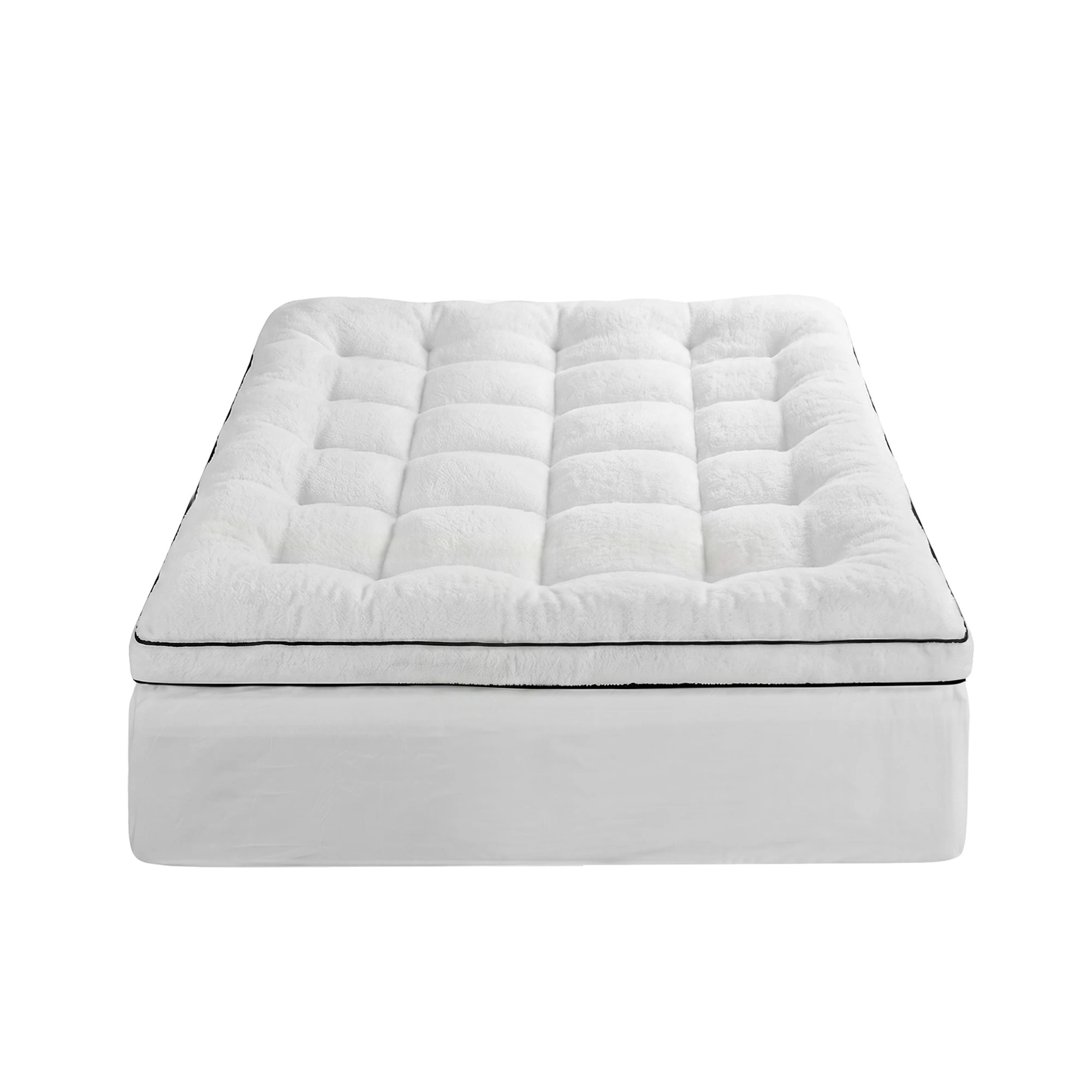 3 Giselle Bedding Single Mattress Topper 5cm Coral Fleece - Single Bed - White, 3 of 9