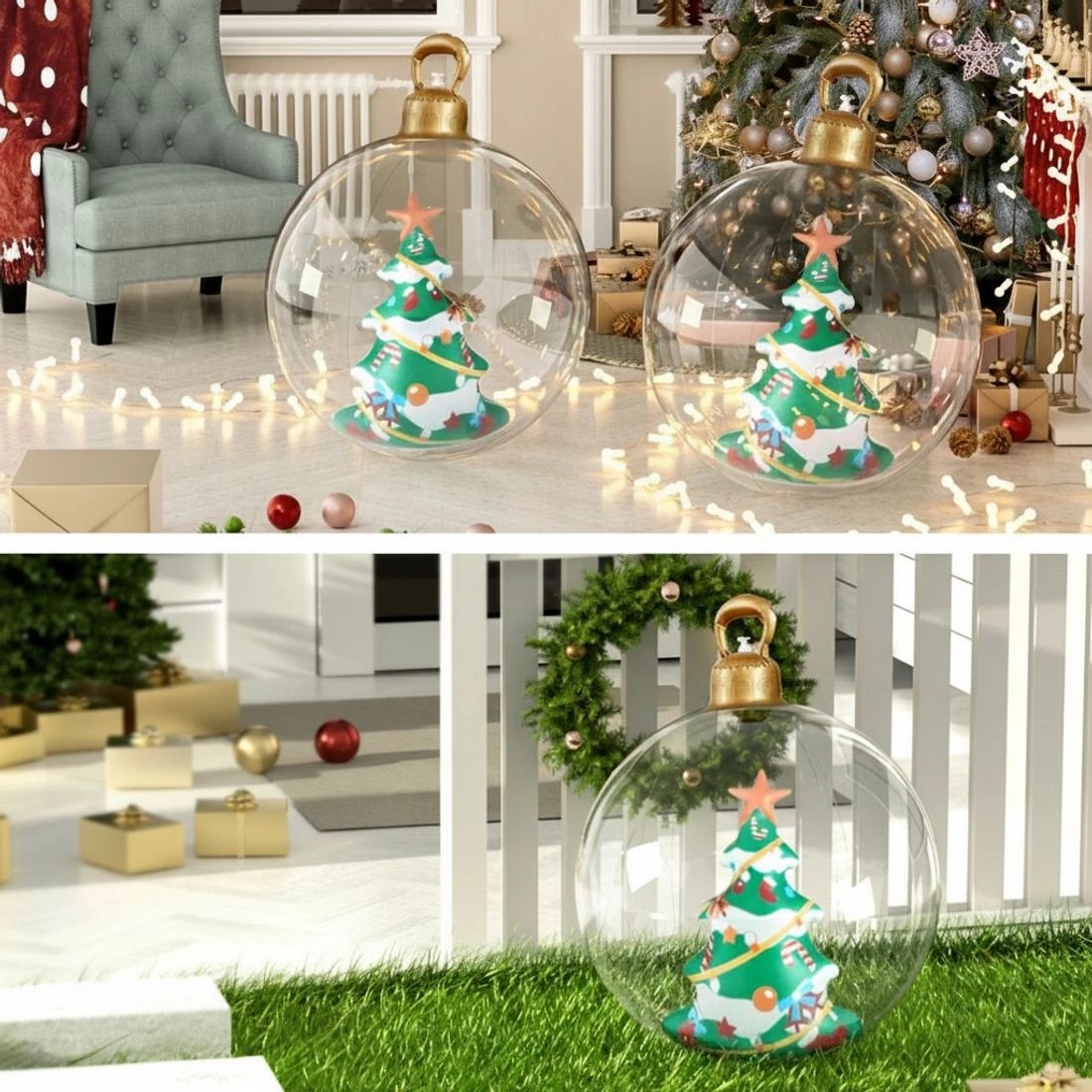 6 Jingle Jollys Christmas Inflatable Ball 60cm Tree Decoration Giant Bauble - Multi, 6 of 7