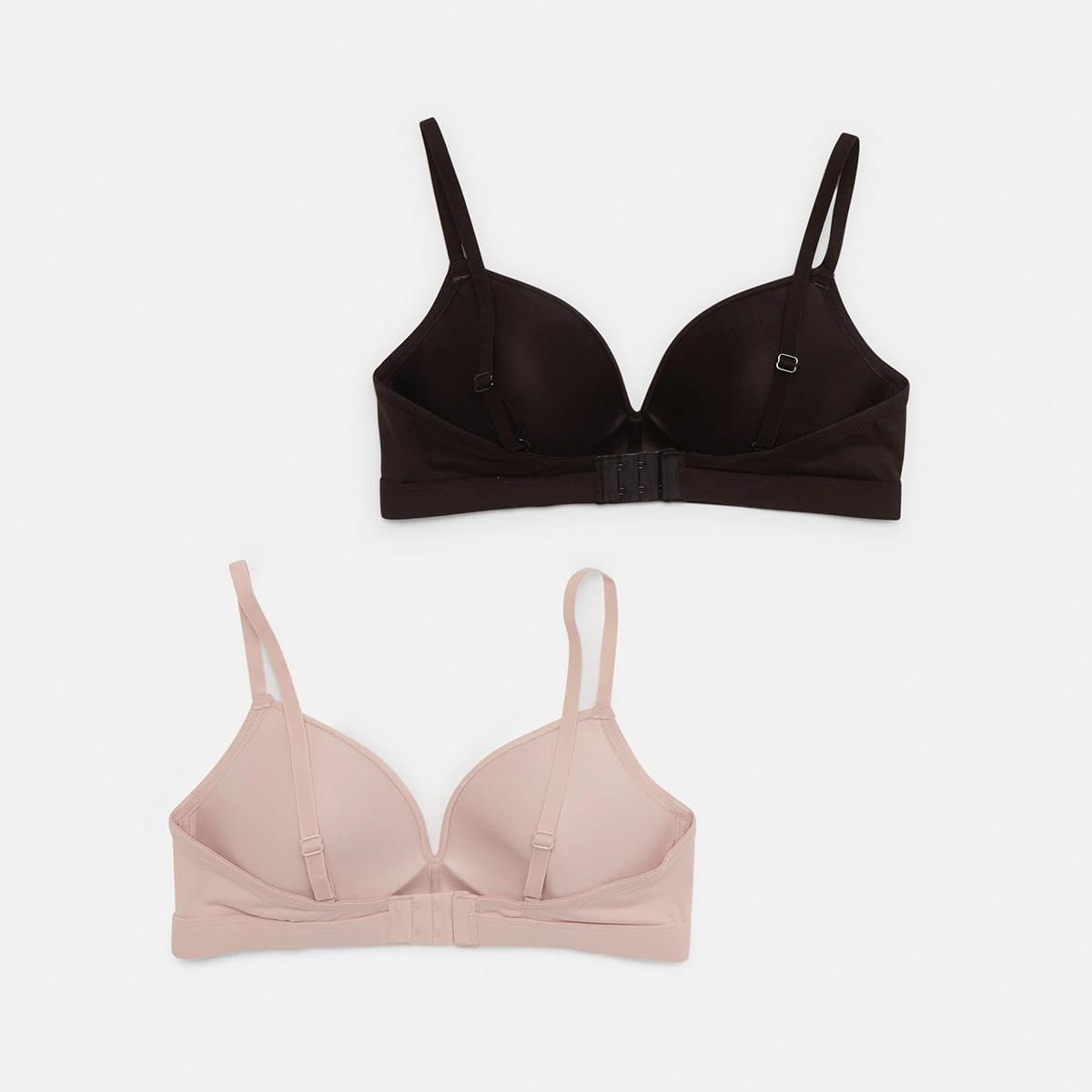 2 2 Pack Wirefree T-Shirt Bra BLACK, BEIGE, 2 of 7