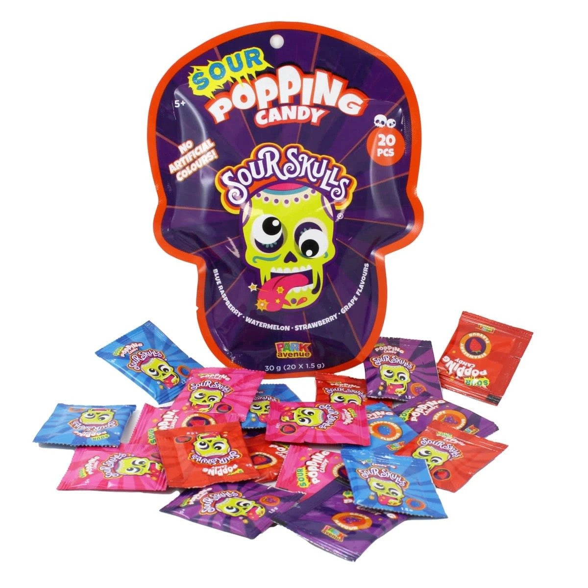 1 20 Piece Sour Skulls Popping Candy 30g, 1 of 3