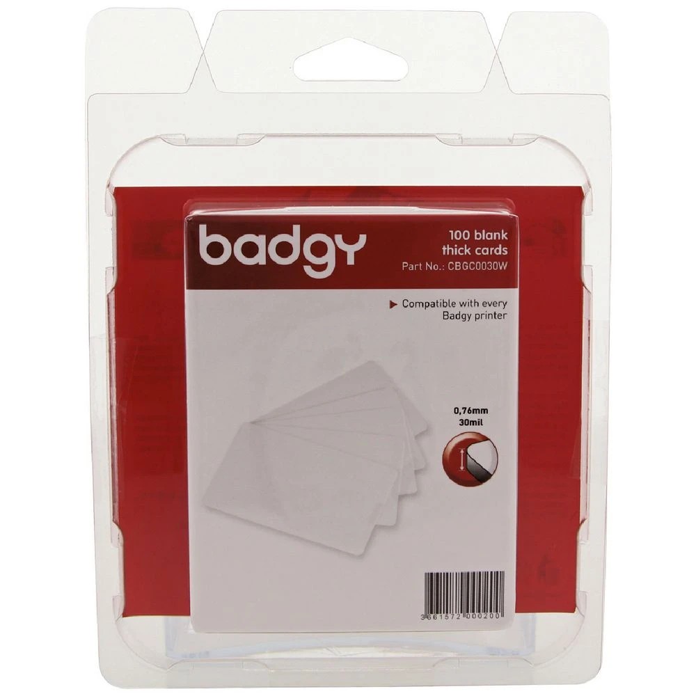 1 Badgy .76mm Thick Cards White 100 Pack, 1 of 2