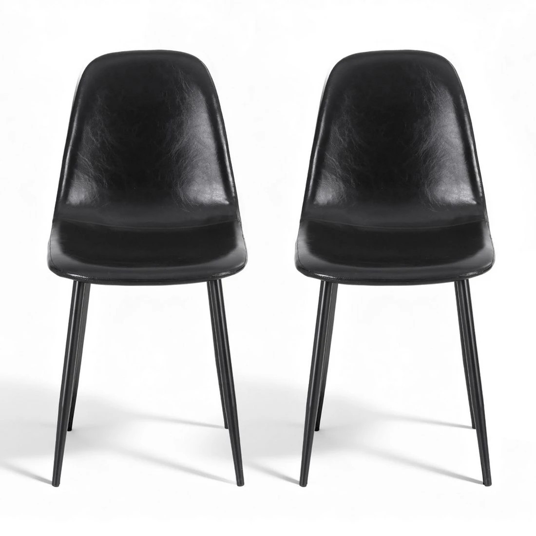 3 Artiss 2x Dining Chairs Retro PU Leather Kitchen Lounge Cafe Accent Chair - Black, 3 of 6