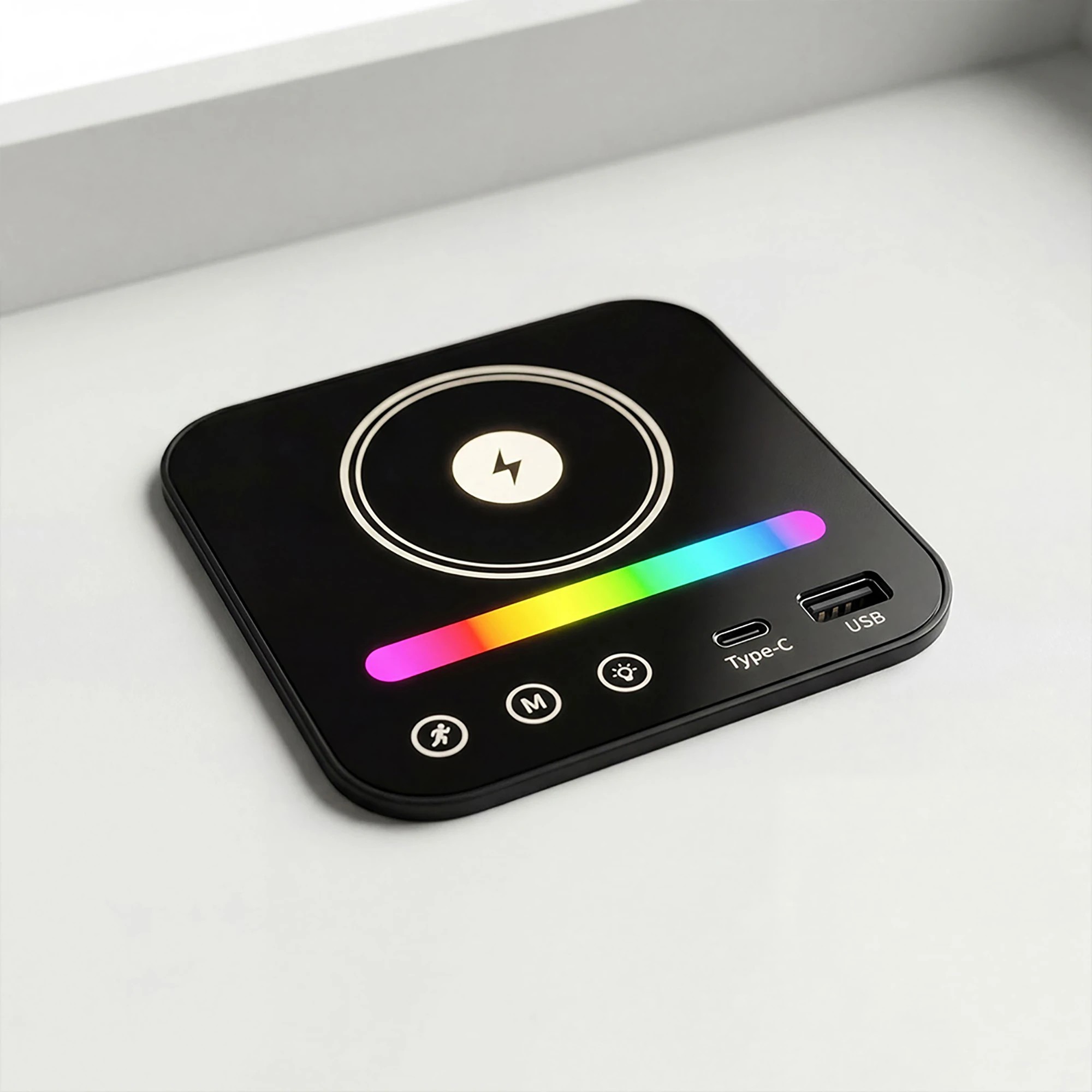 5 Levede Wireless Charging Station Bedside TableRgb LightHuman Sensor3 Drawers - White - White, 5 of 5