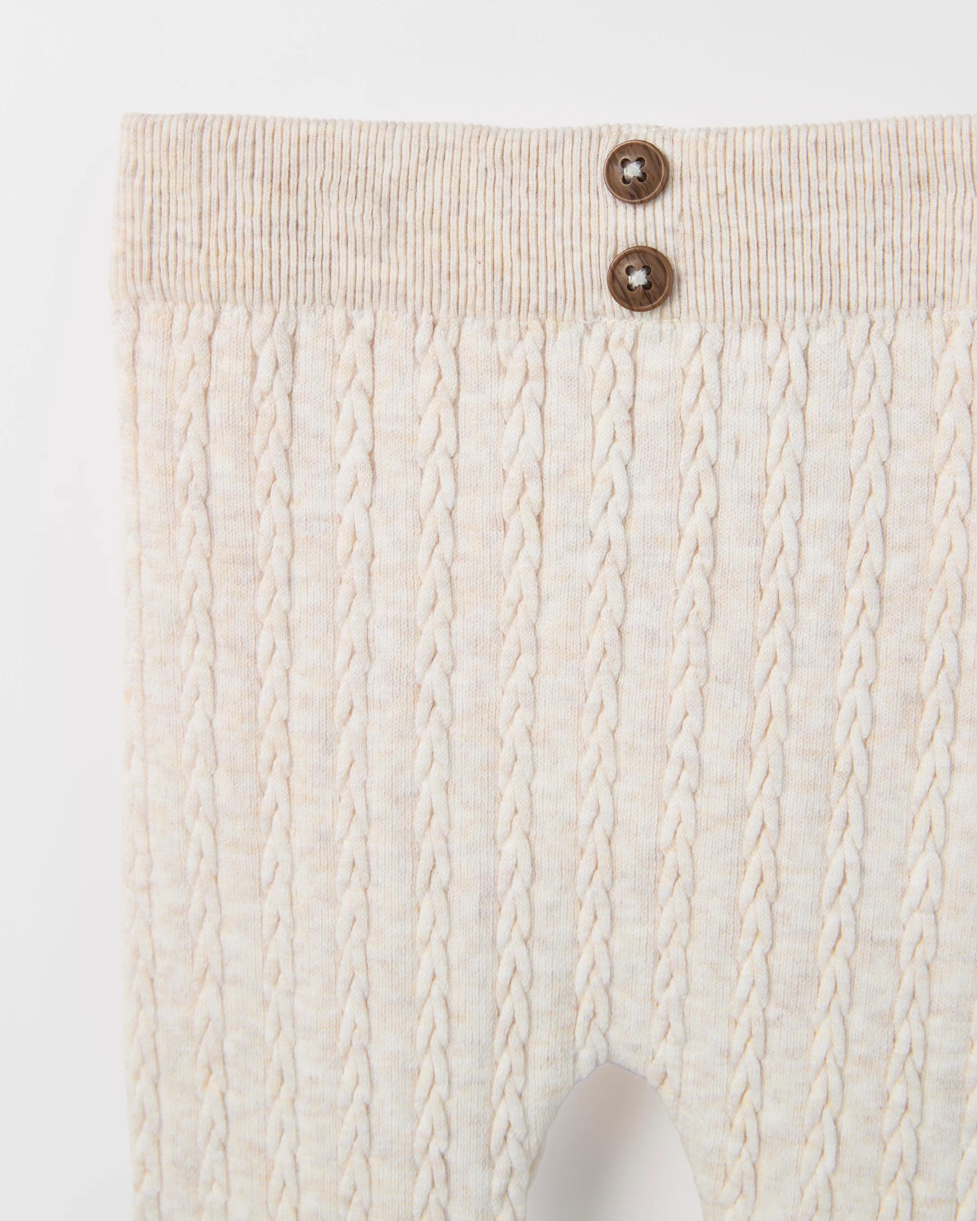 2 Target Baby Australian Cotton Blend Cable Knit Leggings OATMEAL MARLE, 2 of 2
