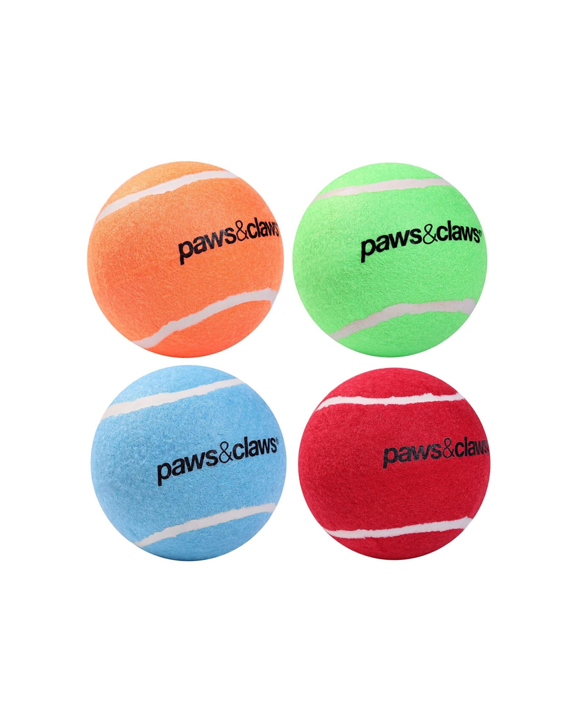 1 Paws And Claws 4pk Jumbo Tennis Ball 10cm Solid Durable Design - Multi, 1 of 9