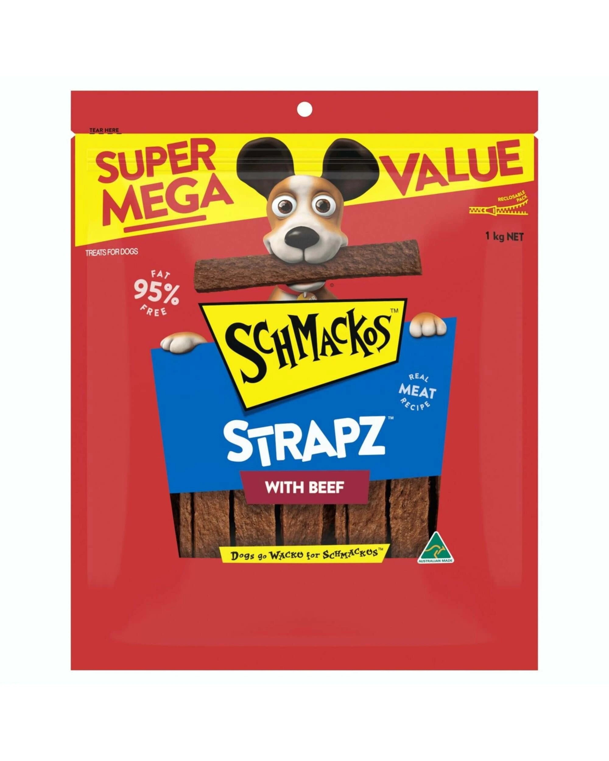1 Schmackos Snacks Strapz Beef 1kg 3pk, 1 of 1