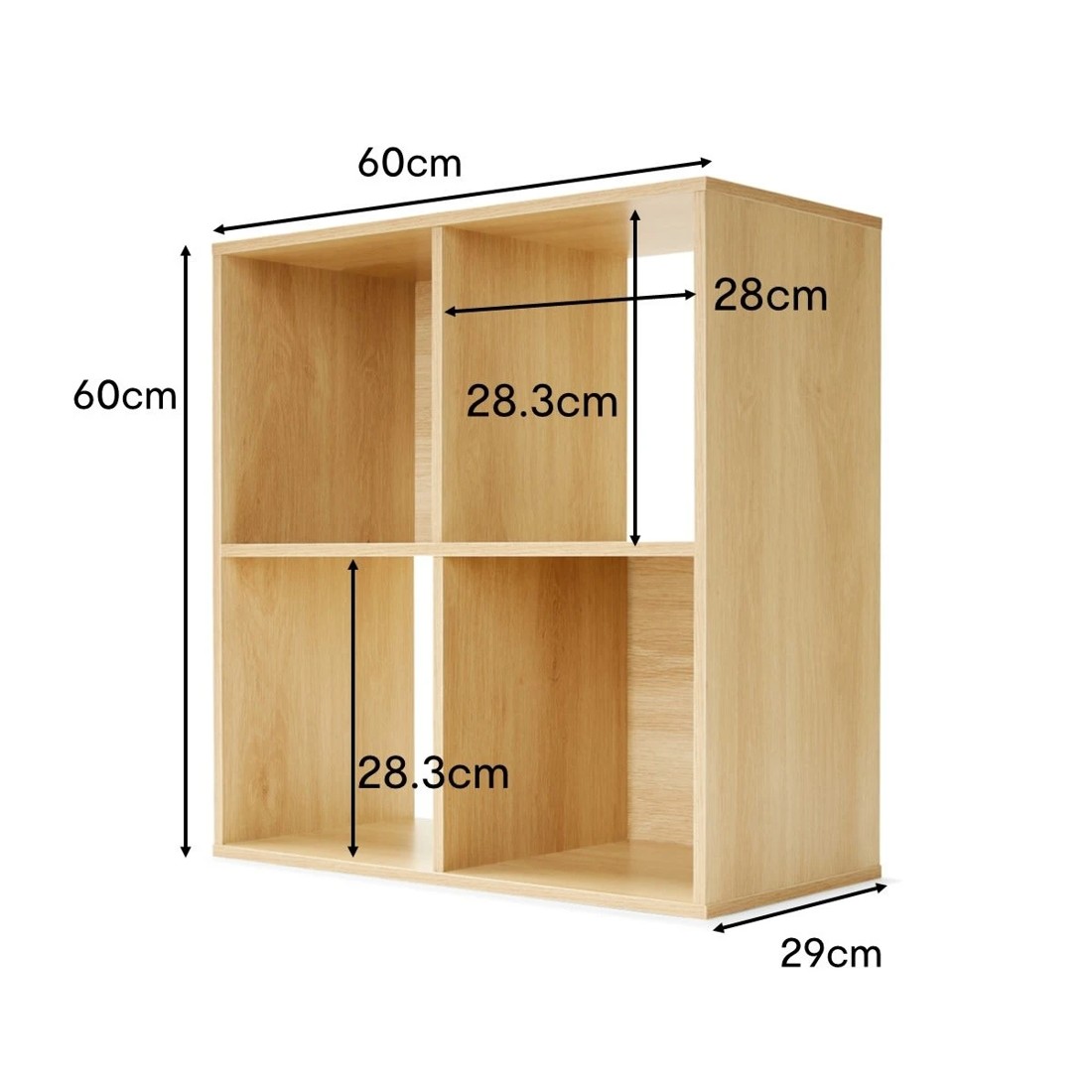 2 4 Cube Display Storage Unit - Oak, 2 of 4