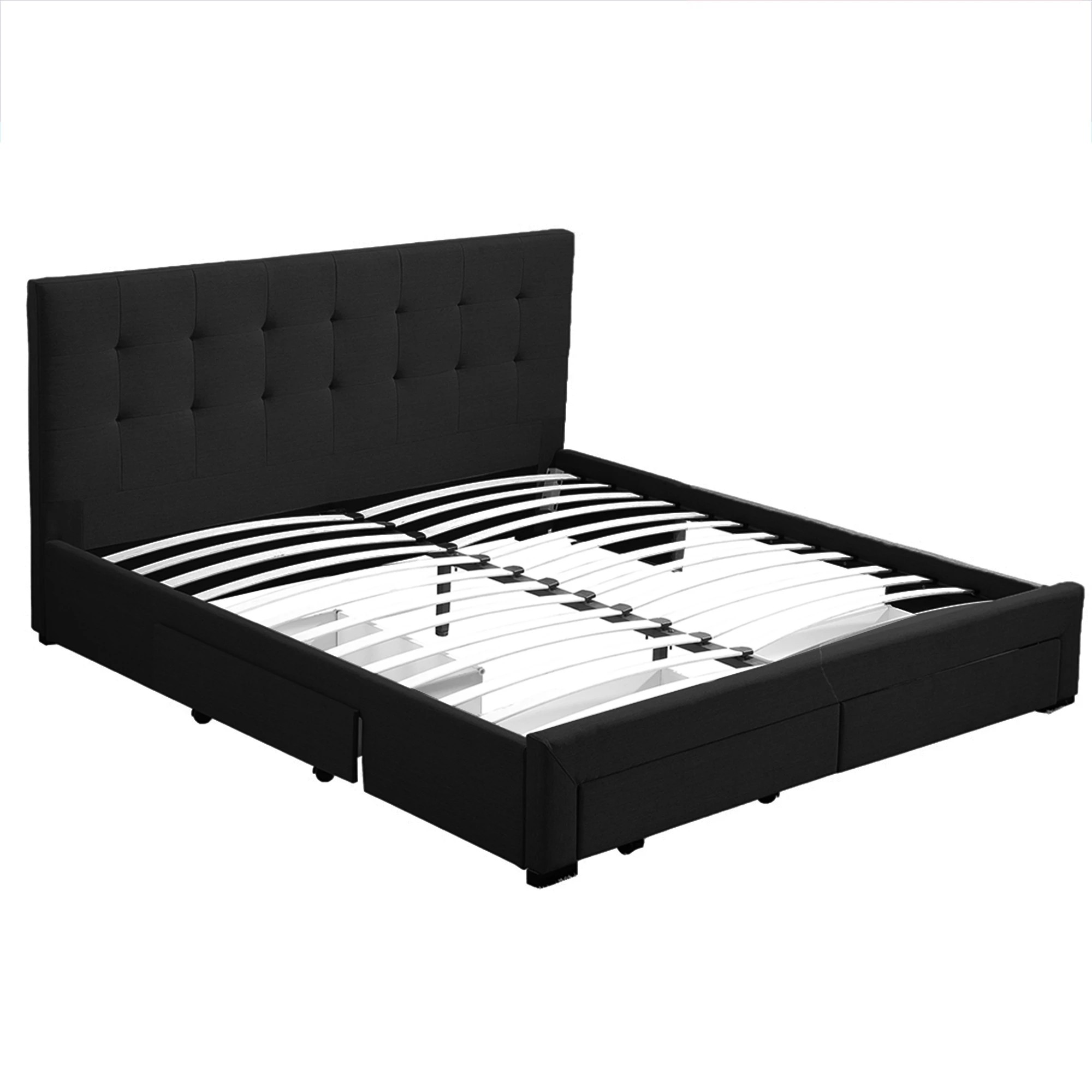 1 Levede Queen Dark Grey Storage Bed Frame, 1 of 8
