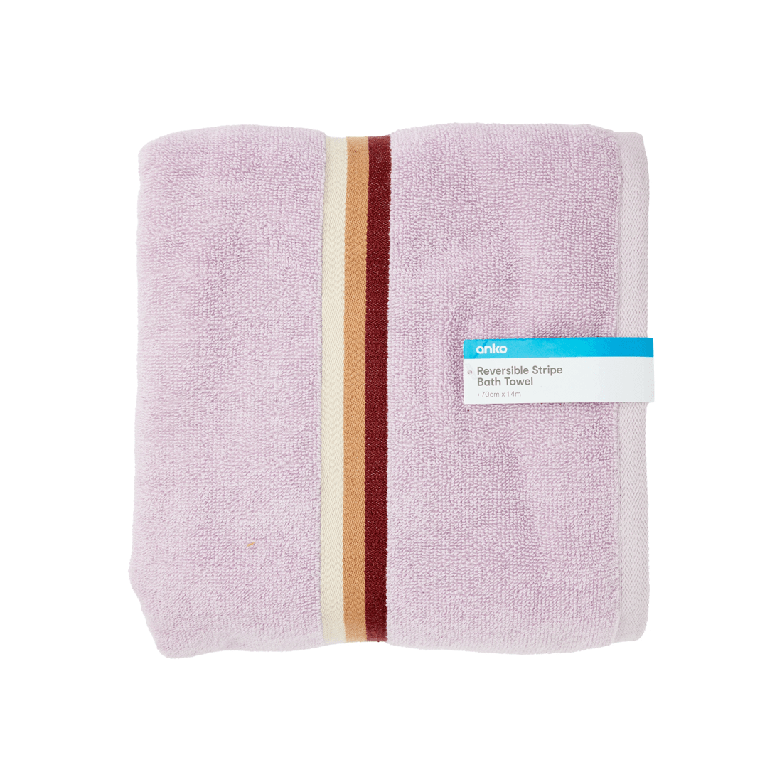 5 Stripe Reversible Cotton Bath Towel - Lilac, 5 of 5