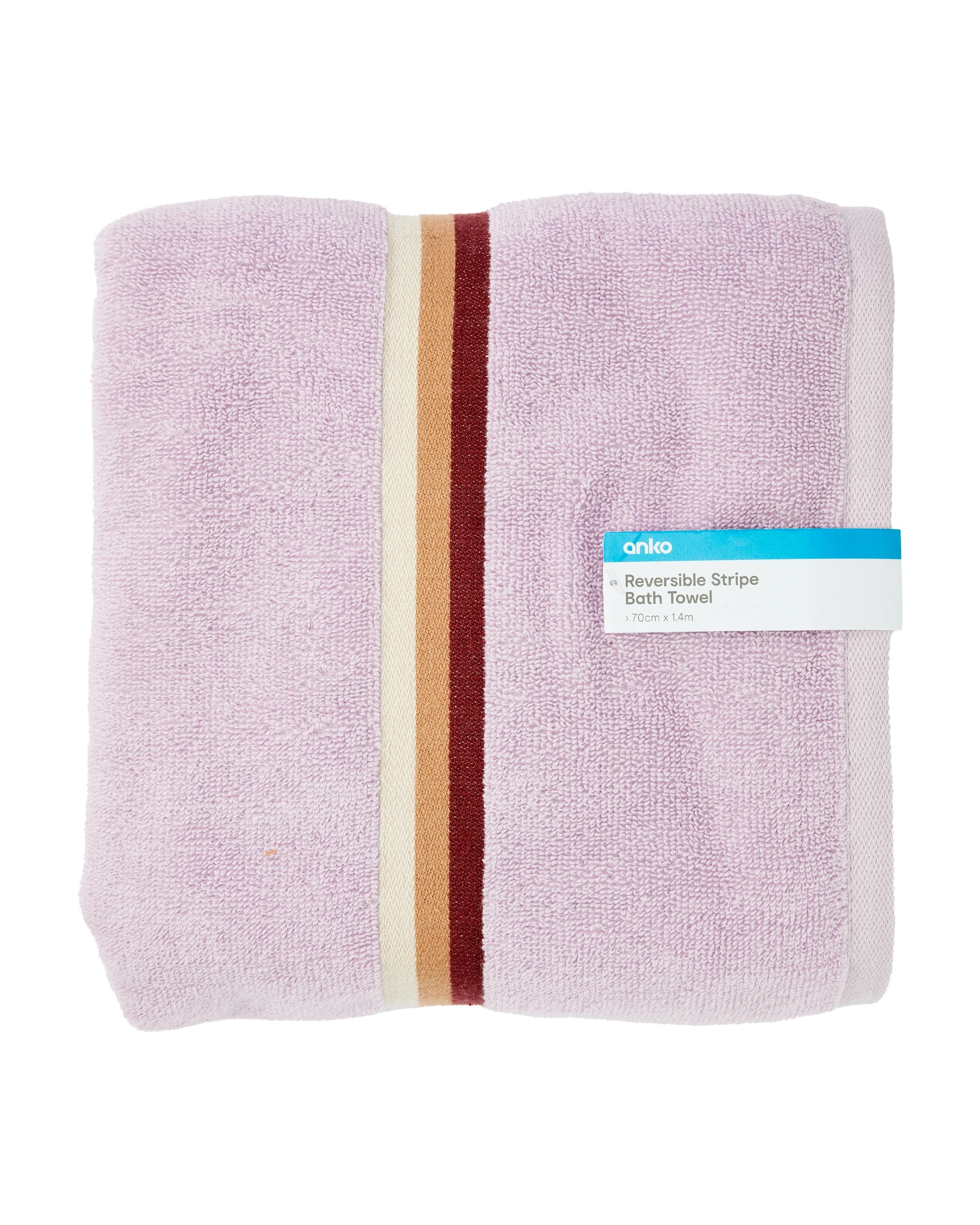 5 Stripe Reversible Cotton Bath Towel - Lilac, 5 of 5