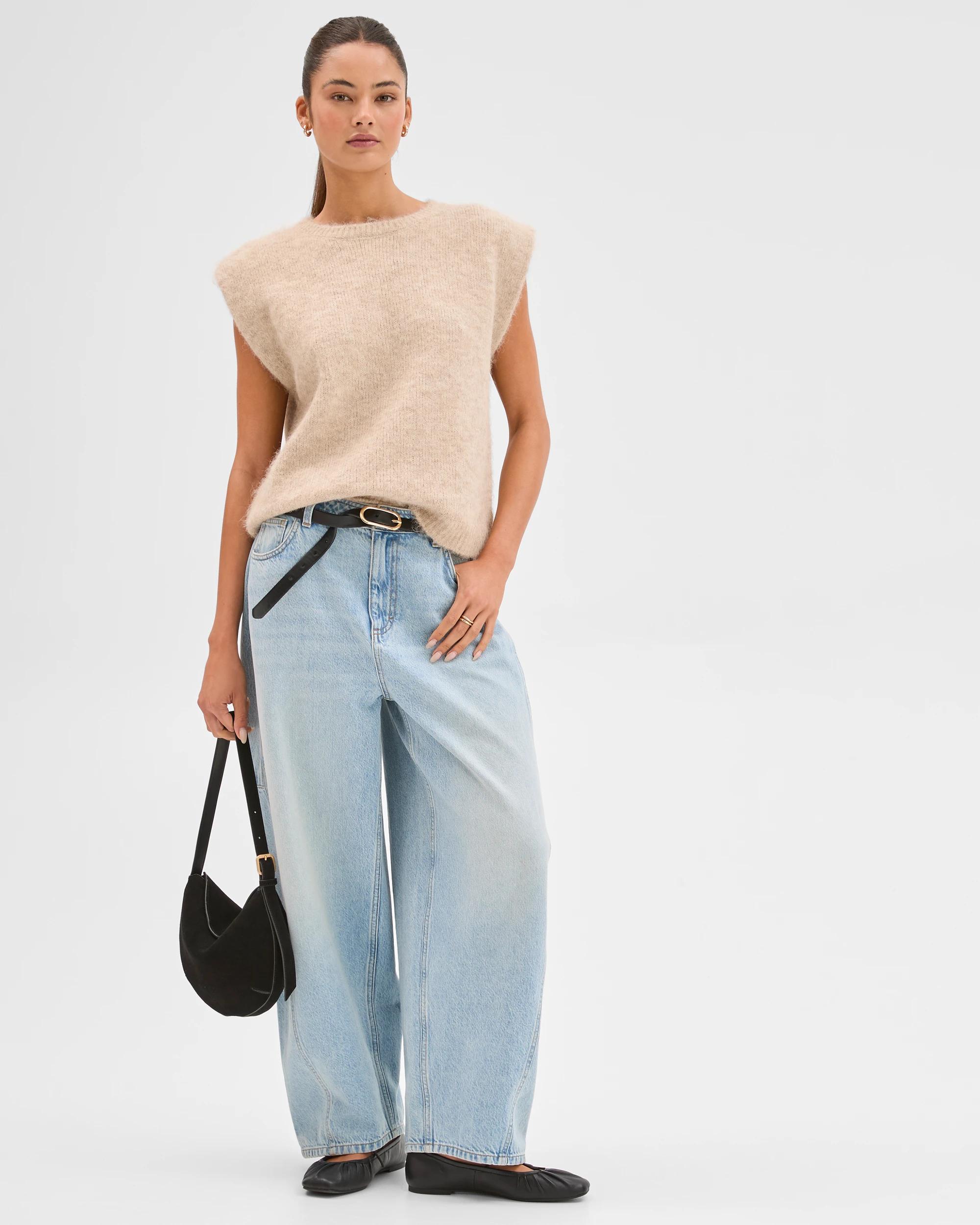 2 Lily Loves Exaggerated Shoulder Knit Vest PINE NUT, 2 of 8